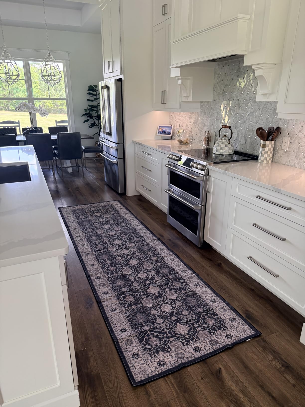 Hallway Washable Runner Rug - 2x10 Kitchen Rugs Entryway Rug Runner Vintage Soft Floor Mat Non Slip Indoor Farmhouse Carpet for Bathroom Living Room Bedroom (2 X 10, Beige) customer photo 1
