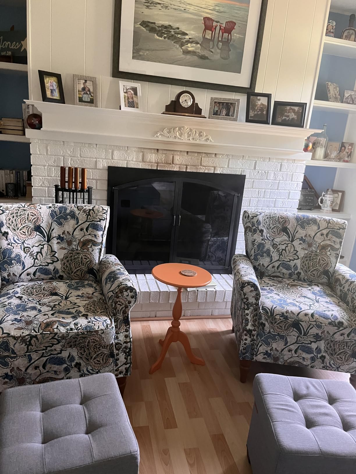 HULALA HOME Traditional Floral Accent Chair with Solid Wood Legs, Mustard customer photo 1