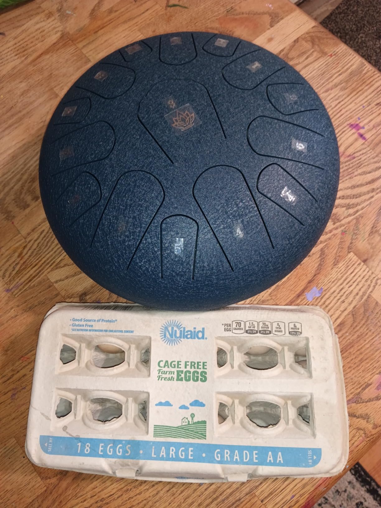 Rain Drum for Outside Garden,Steel Tongue Drum 12 Inches 15 Notes Musical Instruments, Handpan Drum Percussion Instrument, with Soft Bag, Music Book, 2 Mallets, for Meditation or Yoga (Green) customer photo 1