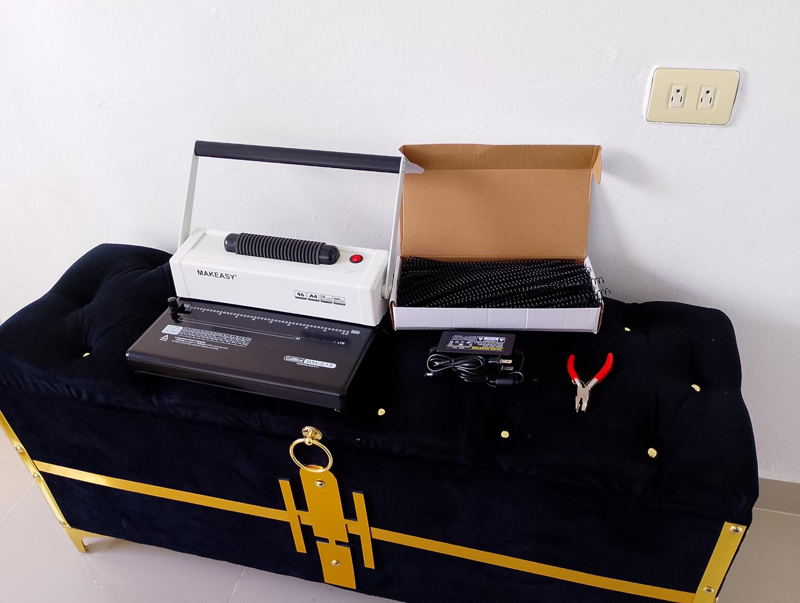 MAKEASY Coil Spiral Binding Machine, Punch 15 Sheet - Manual Hole Punch - Electric Coil Inserter - Adjustable Side Margin - for Letter Size/A4/A5, Comes with 1 Box 5/16'' Binding Coils & Plier customer photo 2