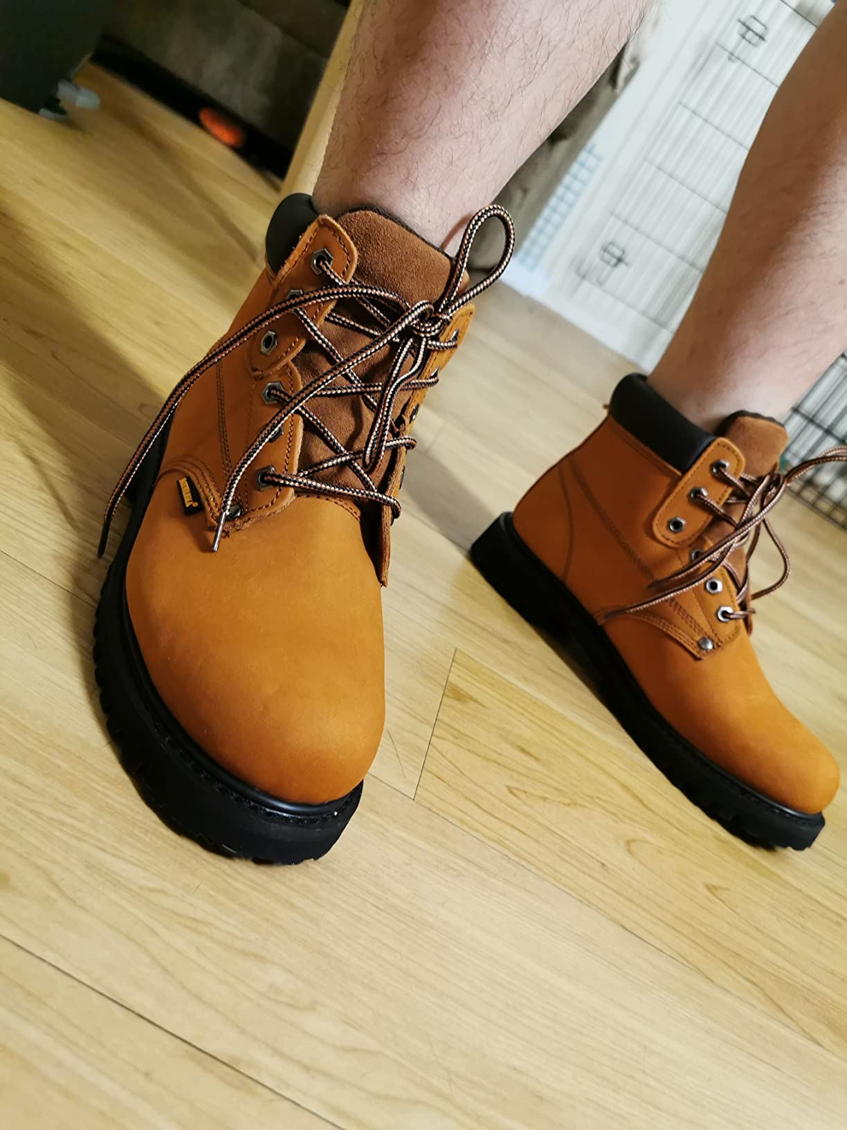 Work Boots for Men, Steel Toe, Leather, Oil, Slip and Heat Resistant Heavy Duty Wide Industrial & Construction Safety Boots, US 7-17 M & W customer photo 1