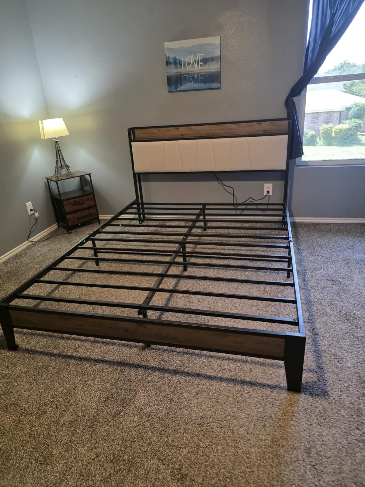 LIKIMIO King Size Bed Frame with Storage Headboard and Charging Station customer photo 1