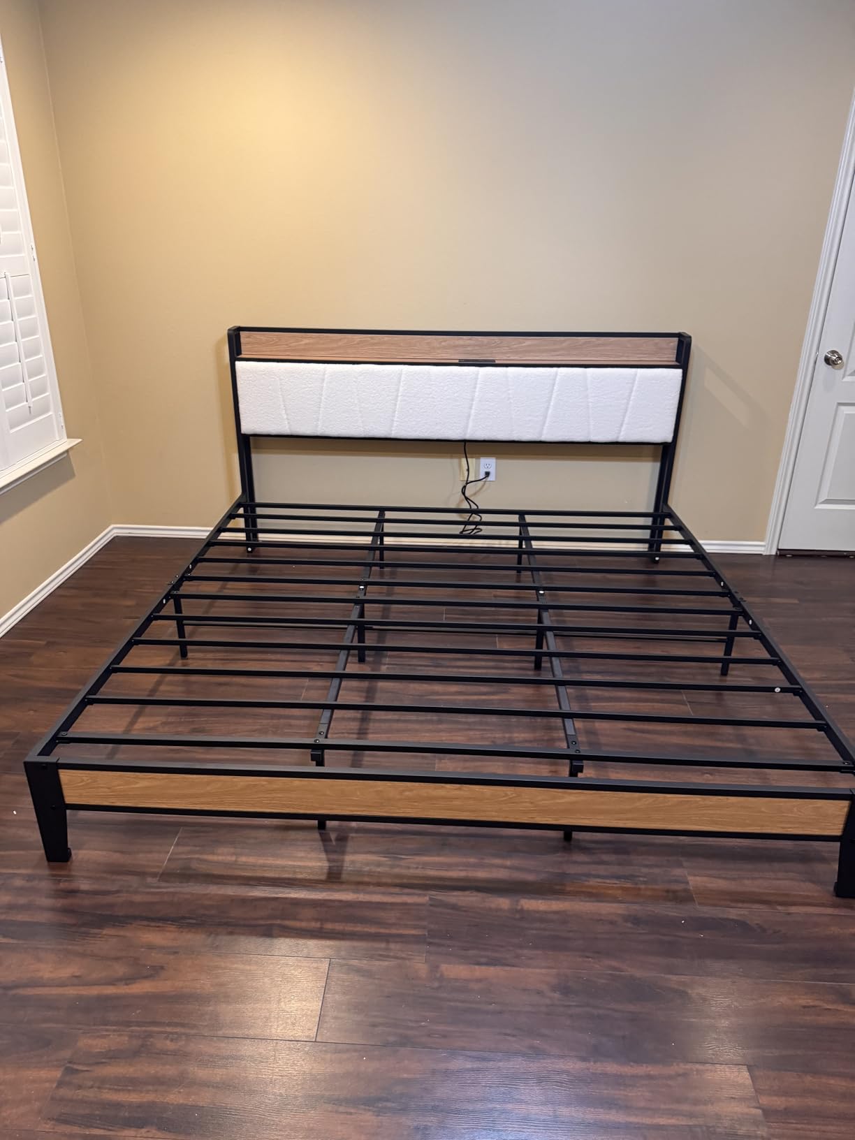 LIKIMIO King Size Bed Frame with Storage Headboard and Charging Station customer photo 2