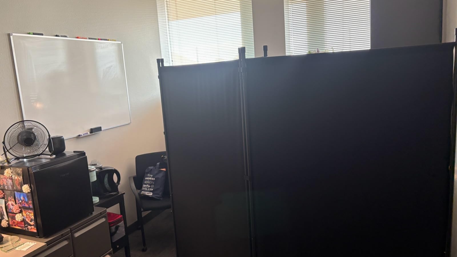 Room Divider, 6 Panel Folding Privacy Screens with Wider Feet, Black customer photo 1