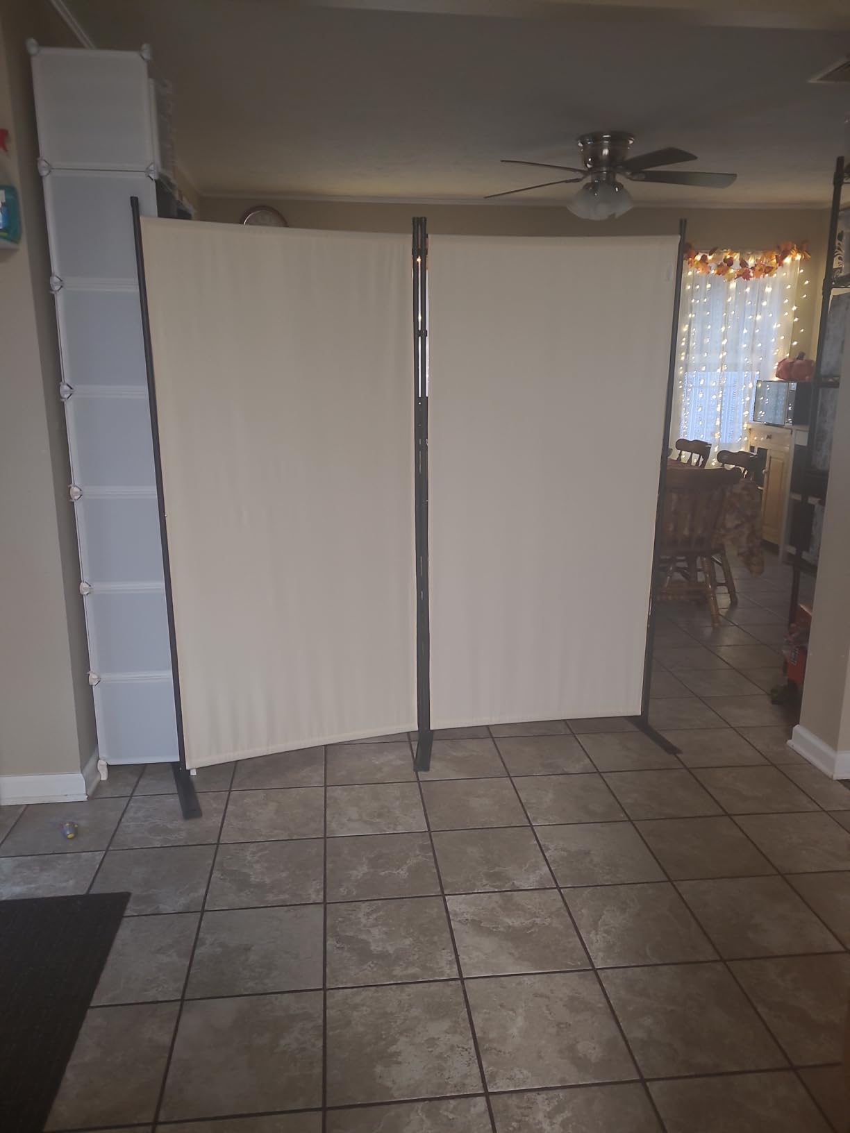 Room Divider, 6 Panel Folding Privacy Screens with Wider Feet, Black customer photo 2