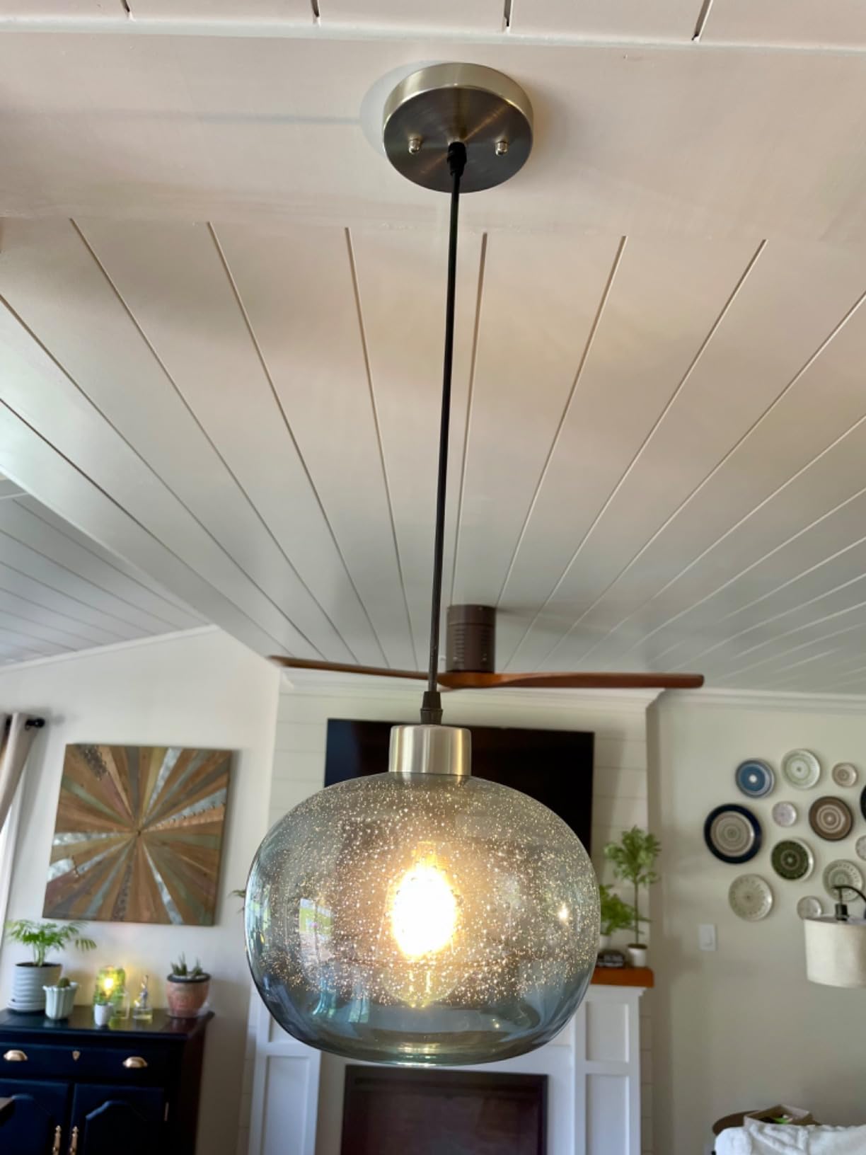 CASAMOTION Glass Pendant Lights, Marble Clear, 2 Pack customer photo 1