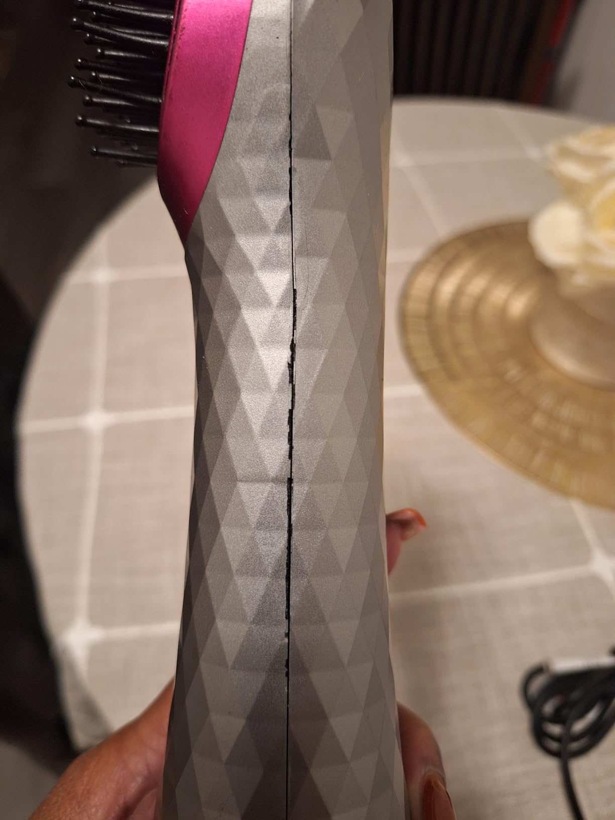 APOKE 3 in 1 Hair Dryer Brush & Straightener Brush, Professional 1200W Powerful Ceramic Tourmaline Negative Ion Blow Heat/2 Speed Settings One Step and Styler Gray customer photo 2