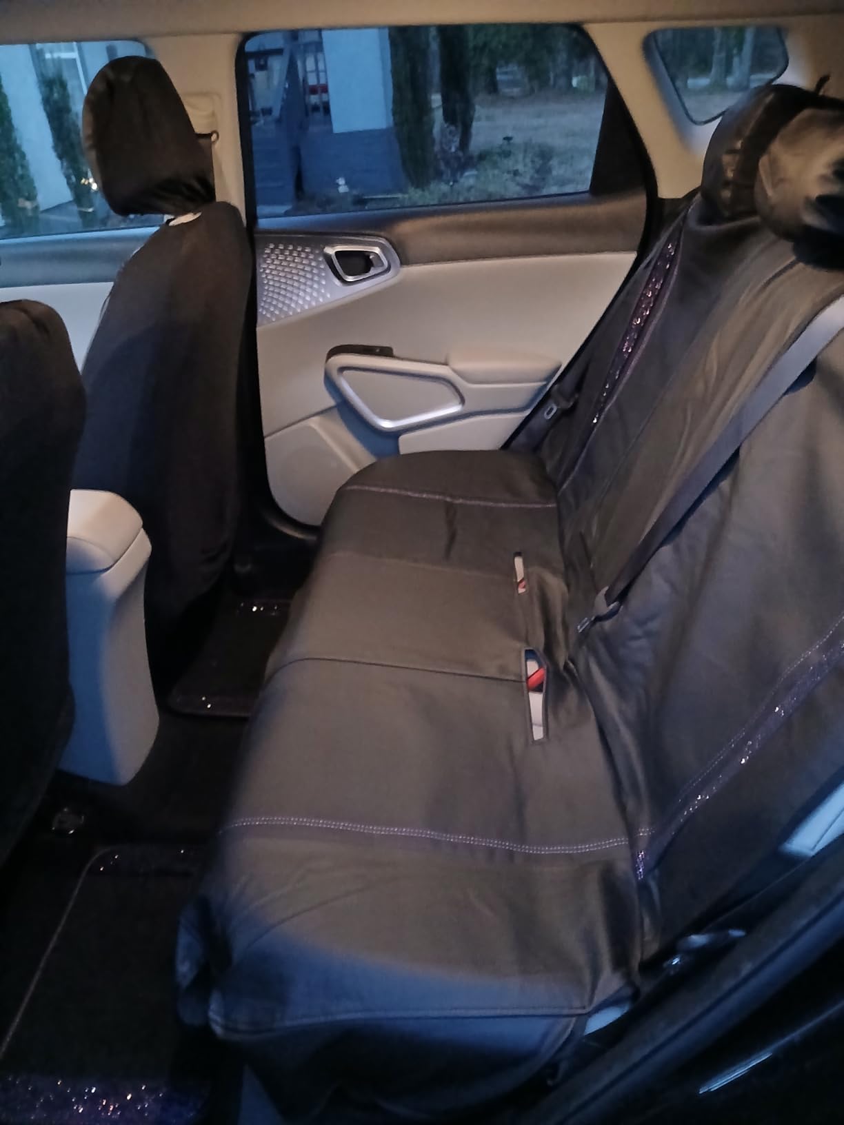 CAR PASS Leather Bling Diamond Car Seat Covers Full Set, Shining Rhinestone Waterproof Durable Rear with Zipper, Universal Fit Automotive Glitter Crystal Sparkle Strip for Cute Women Girly Black customer photo 1