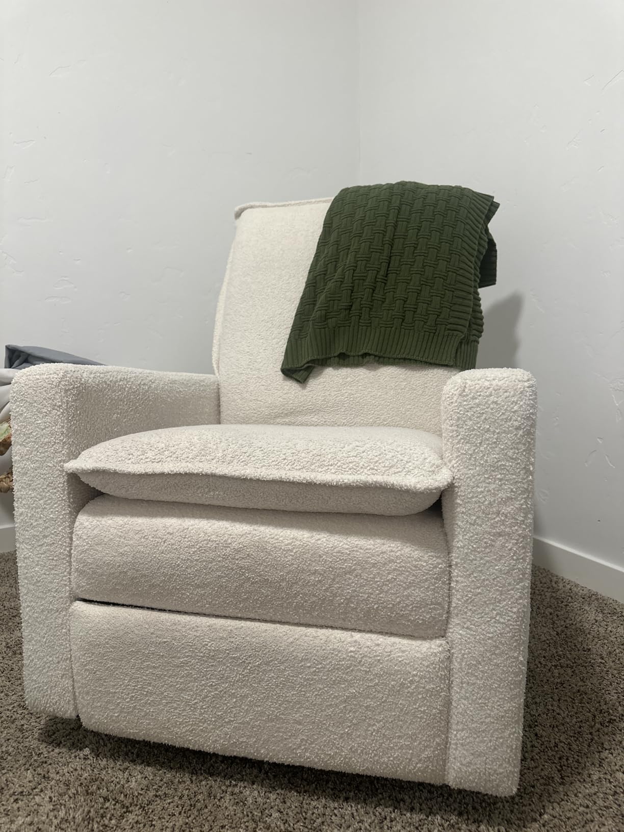 Oxford Baby Uptown Upholstered Glider Recliner Rocking Chair 360° Swivel for Nursery and Living Room - Sand, Green Guard Gold Certified customer photo 2