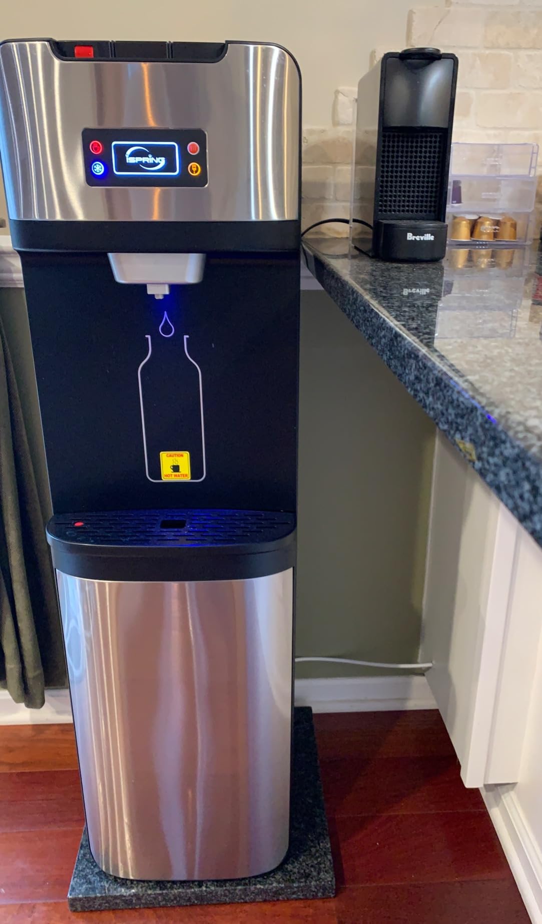 iSpring Bottleless Water Dispenser with Built-in 4-Stage Filtration, Hot/Cold/Room Temp, Self Cleaning, Stainless Steel, Model: DS4S | Silver stainless steel. Self-cleaning. Removes chlorine, lead, mercury, PFAS. Child safety lock. Ideal for home/office. customer photo 1