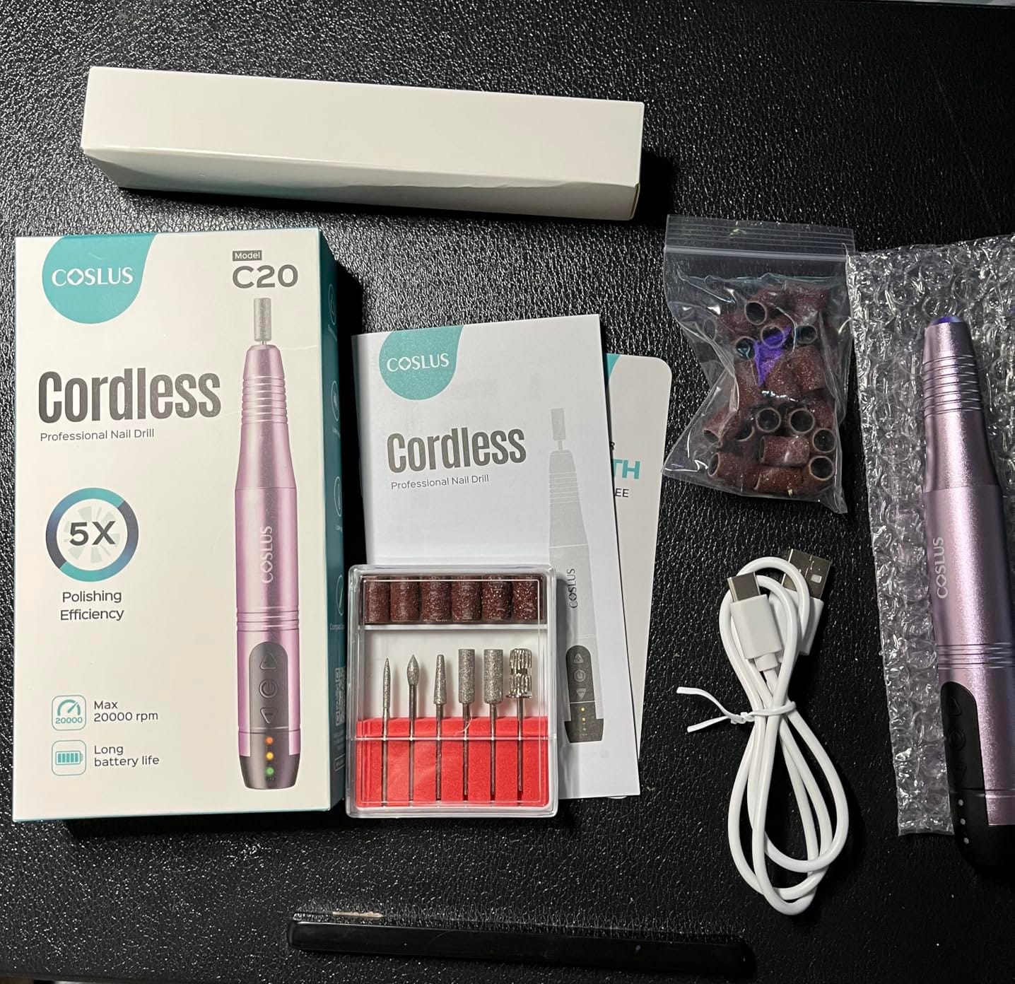 COSLUS C20 Cordless Nail Drill Electric File: Portable All-in-One Kit customer photo 1