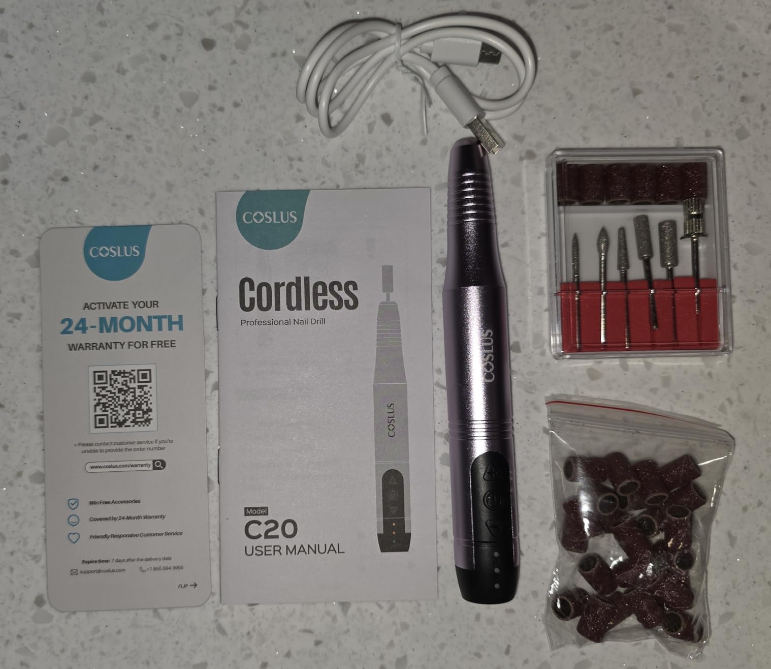 COSLUS C20 Cordless Nail Drill Electric File: Portable All-in-One Kit customer photo 2