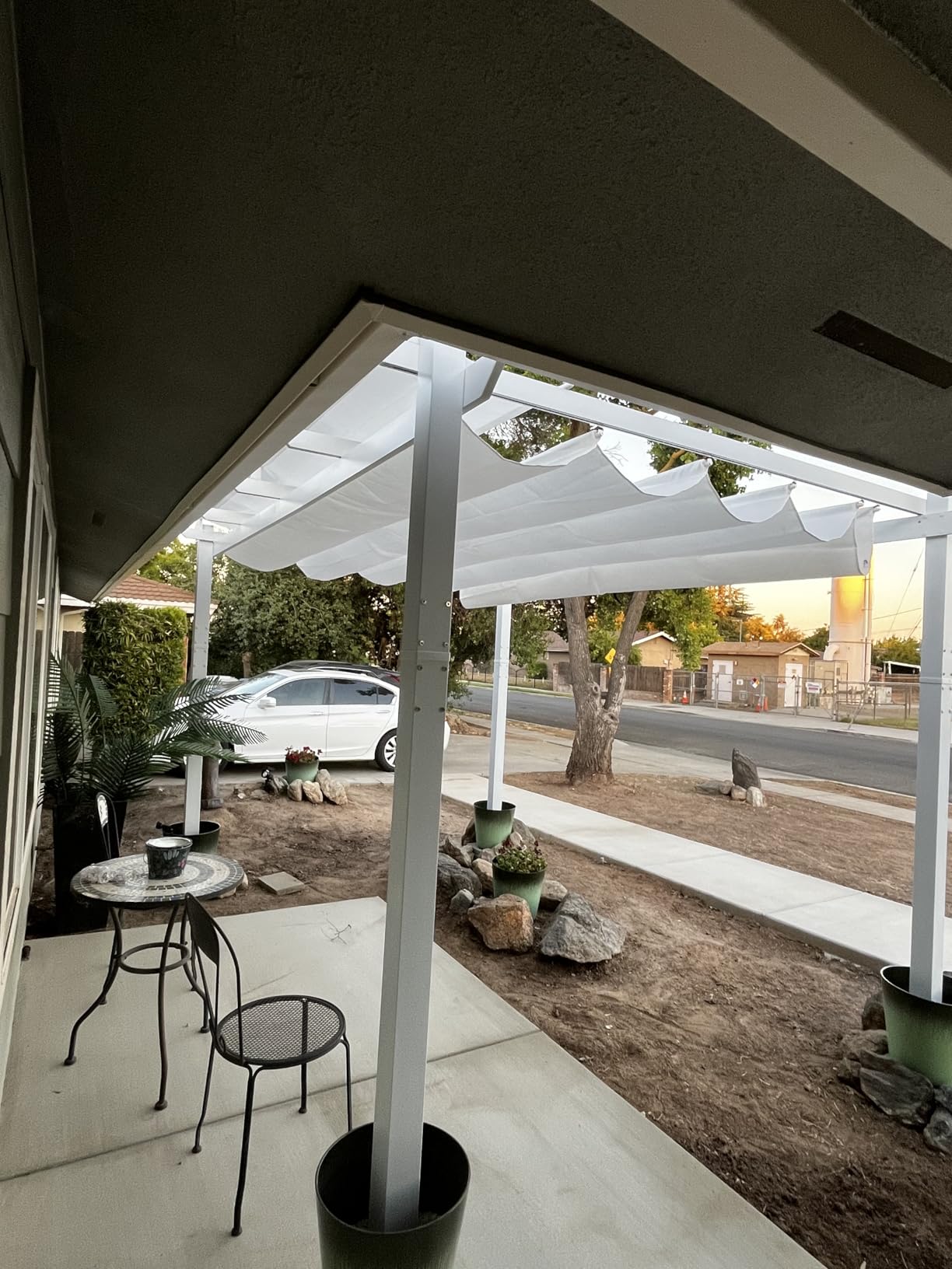PURPLE LEAF Retractable Pergola 10' x 13' White Pergola, Extra Canopy, Grey customer photo 1