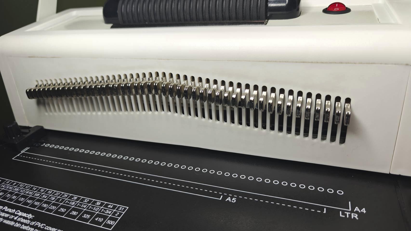 MAKEASY Spiral Coil Binding Machine with 46 Fully Disengaging Pins - 4:1 Pitch - Electric Coil Inserter - Adjustable Side Margin, Comes with Free 1 Box Coil Spines & Plier, 20 Sheet Punch Capacity customer photo 1