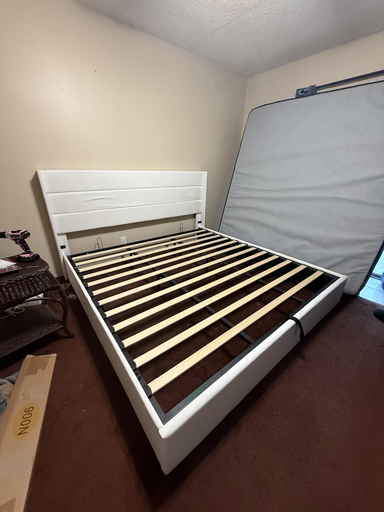 SHA CERLIN Queen Size Lift Up Hydraulic Storage Bed Frame Light Beige | Modern Wingback Headboard, Upholstered Platform Bed Frame, Hydraulic Underneath Storage, No Box Spring Needed customer photo 1