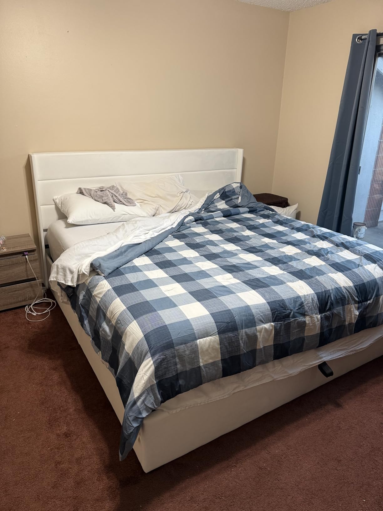 SHA CERLIN Queen Size Lift Up Hydraulic Storage Bed Frame Light Beige | Modern Wingback Headboard, Upholstered Platform Bed Frame, Hydraulic Underneath Storage, No Box Spring Needed customer photo 2
