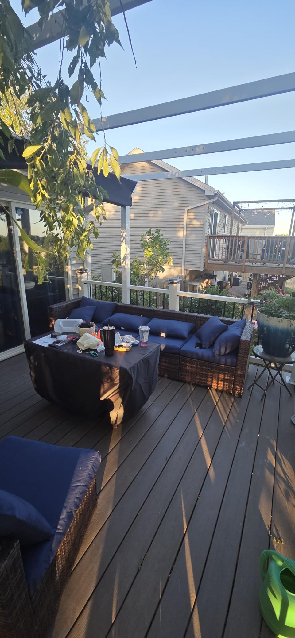 PURPLE LEAF Pergola 10' x 12' Aluminum Retractable Canopy Sun Shade, Beige customer photo 2