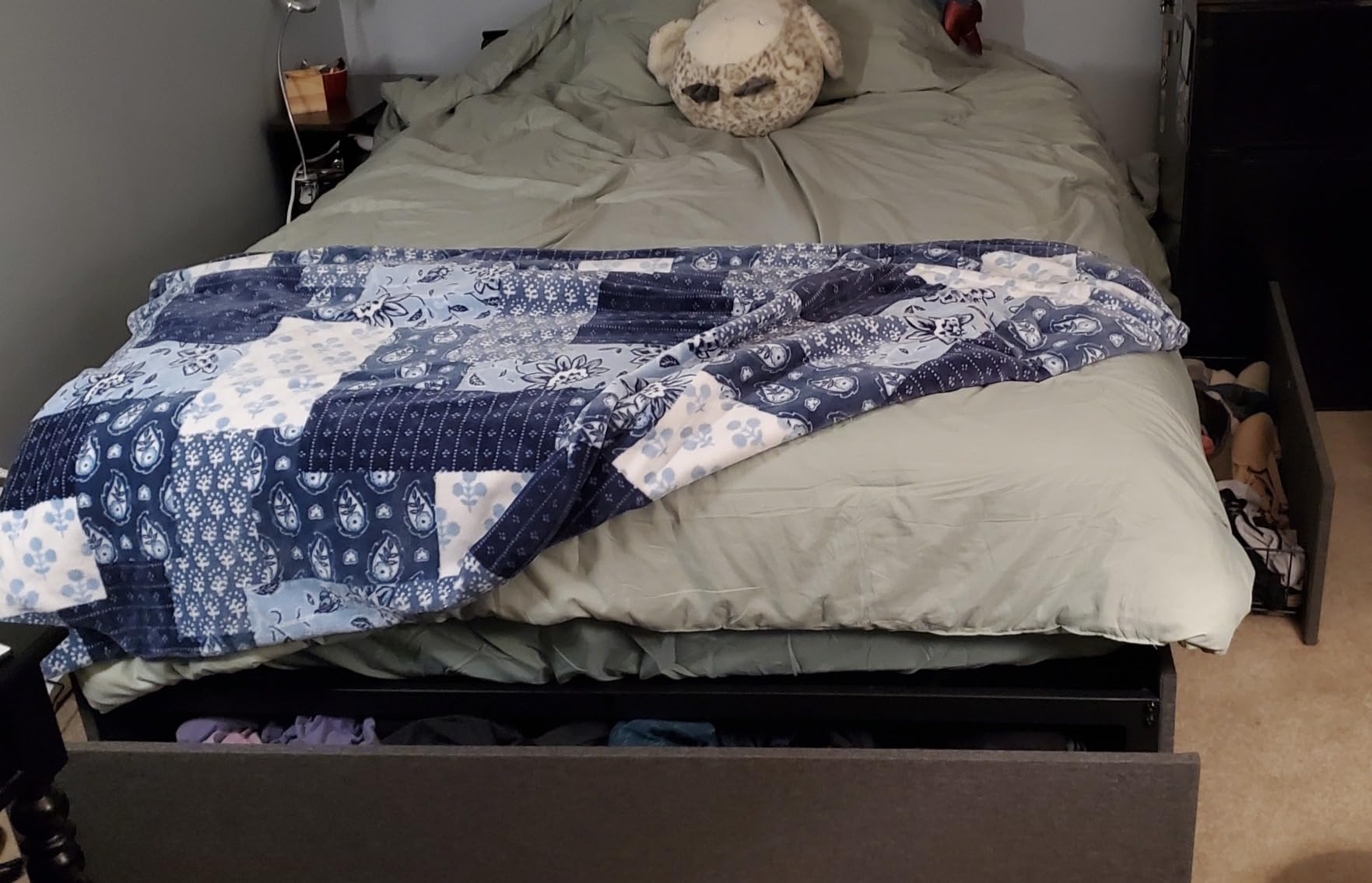 Allewie Full Size Platform Storage Bed Frame with 3 Drawers, Dark Grey customer photo 1