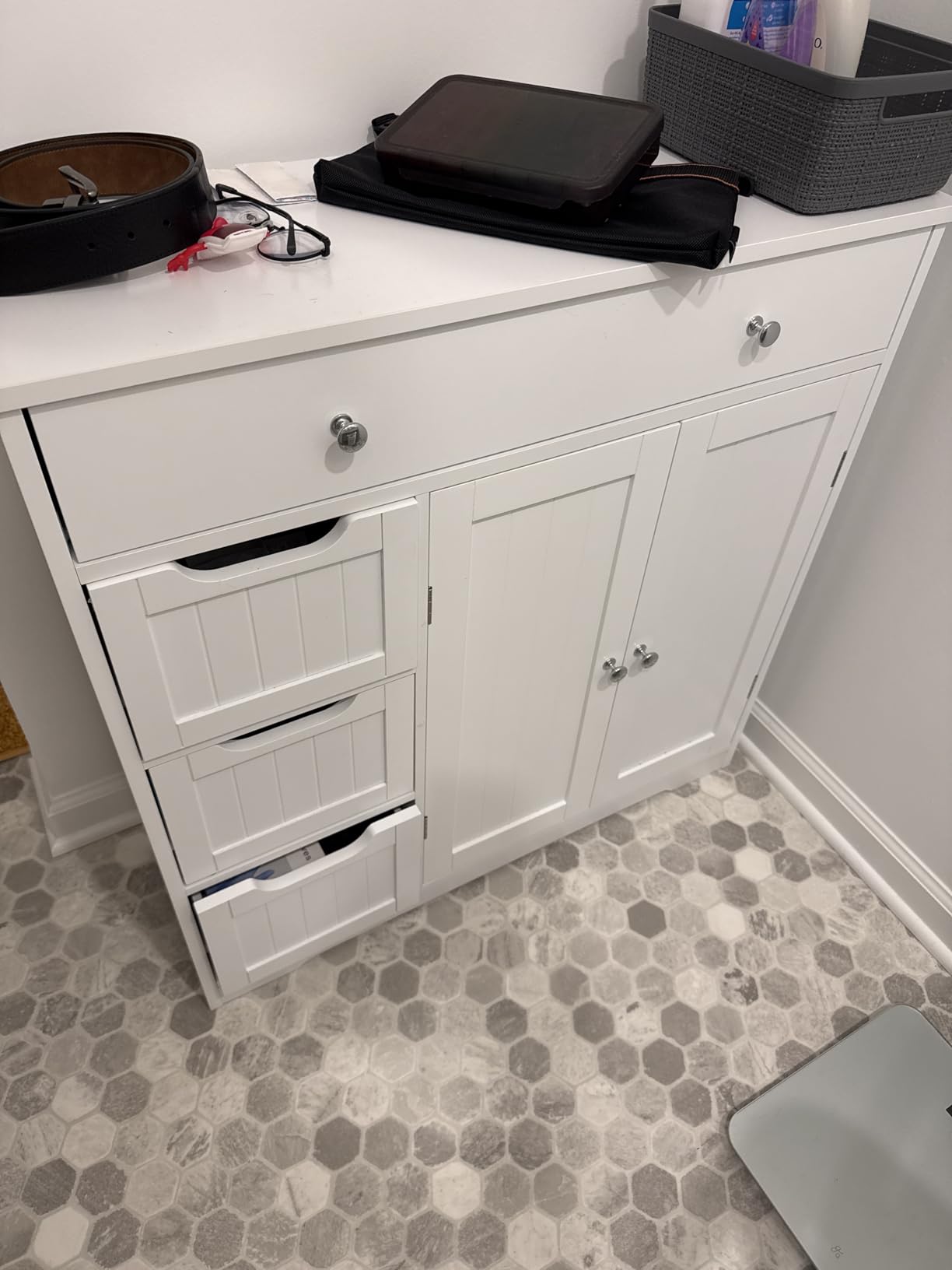 Topeakmart Freestanding Bathroom Storage Cabinet, 4 Drawers & 2 Doors White customer photo 1