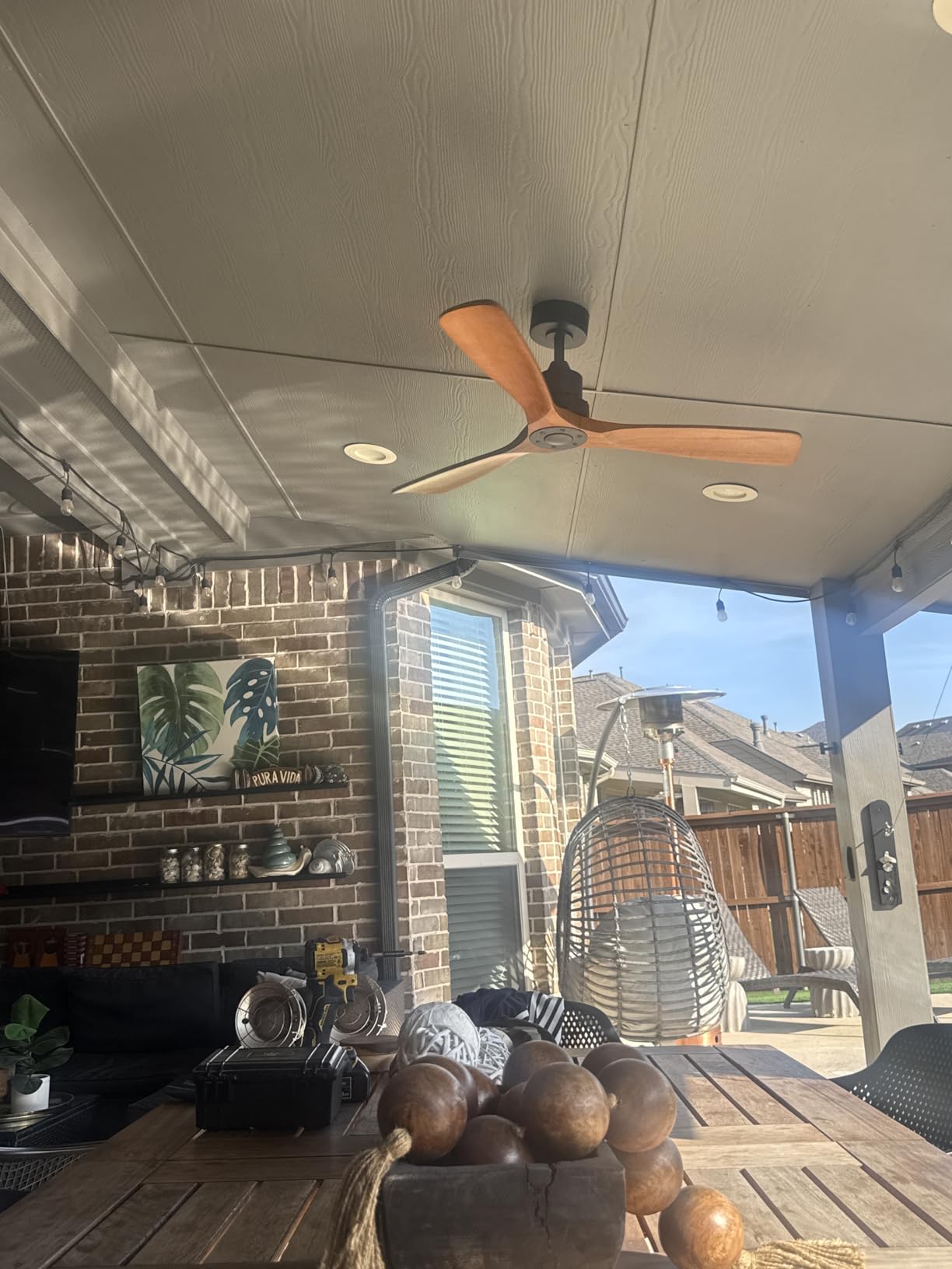 52 Inch Ceiling Fans with Lights and Remote, 3 Solid Wood Blades customer photo 2