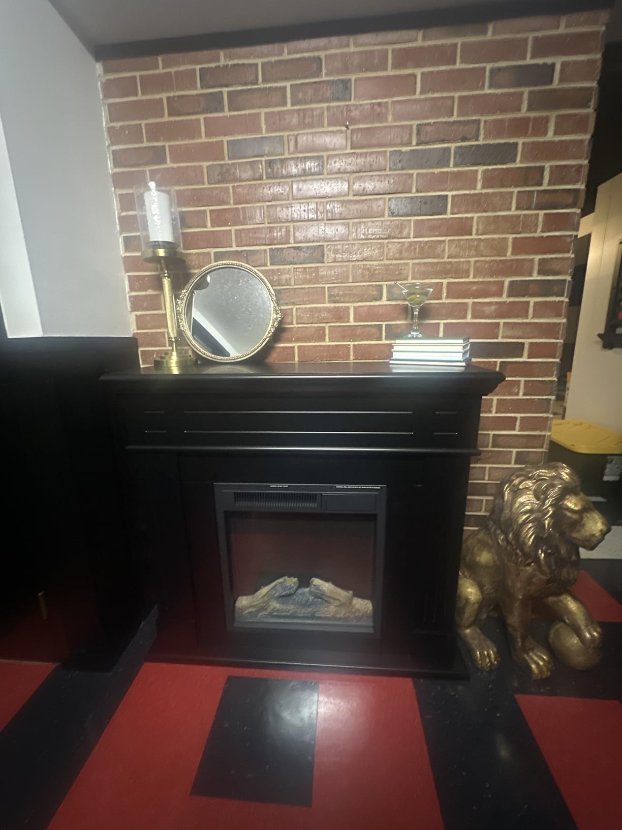 R.W.FLAME 43” Electric Fireplace Mantel Wooden Surround Firebox, TV Stand with Freestanding Electric Fireplace, Remote Control, Adjustable Led Flame, 750W/1500W Pearl White customer photo 1