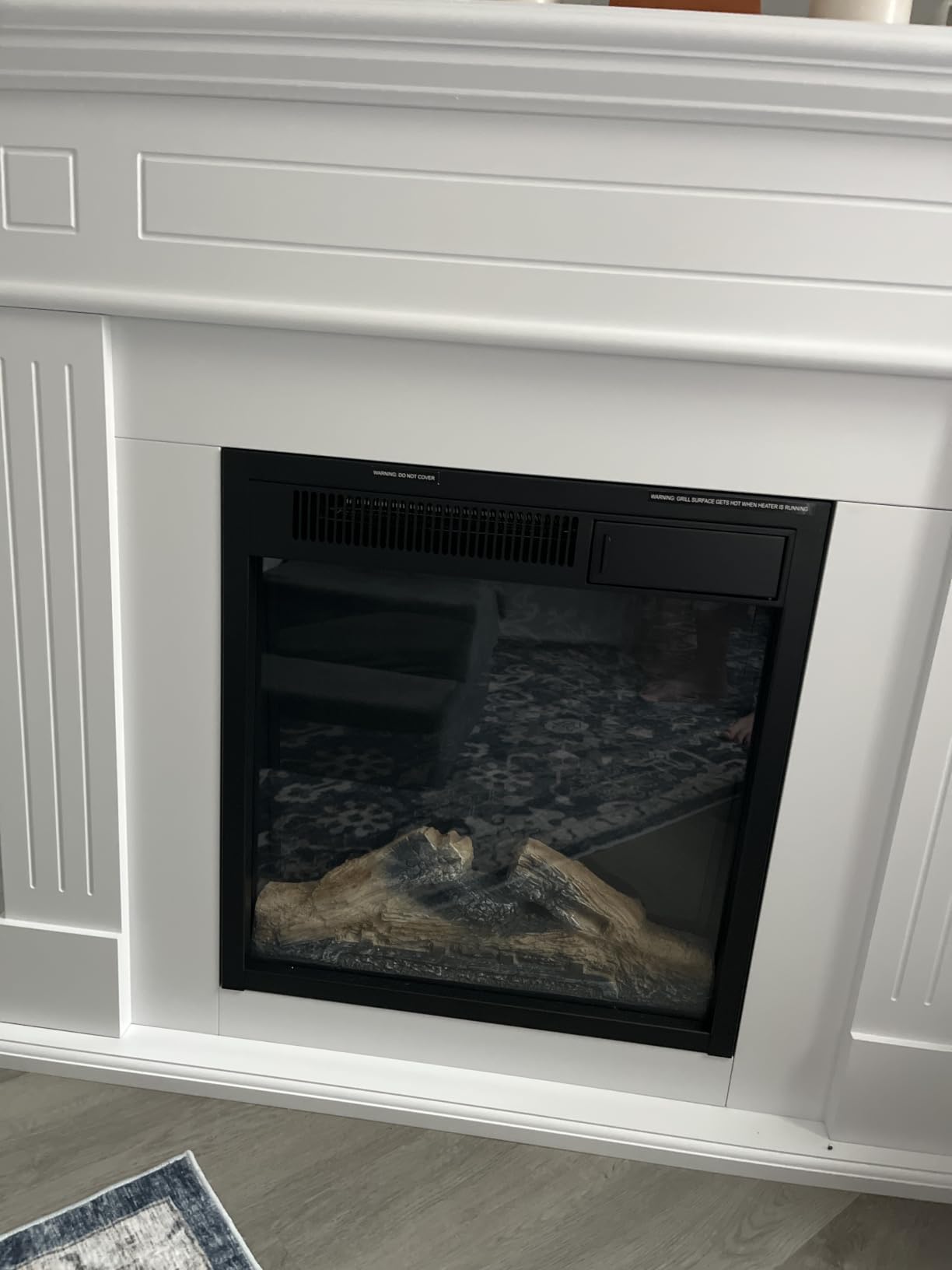 R.W.FLAME 43” Electric Fireplace Mantel Wooden Surround Firebox, TV Stand with Freestanding Electric Fireplace, Remote Control, Adjustable Led Flame, 750W/1500W Pearl White customer photo 2