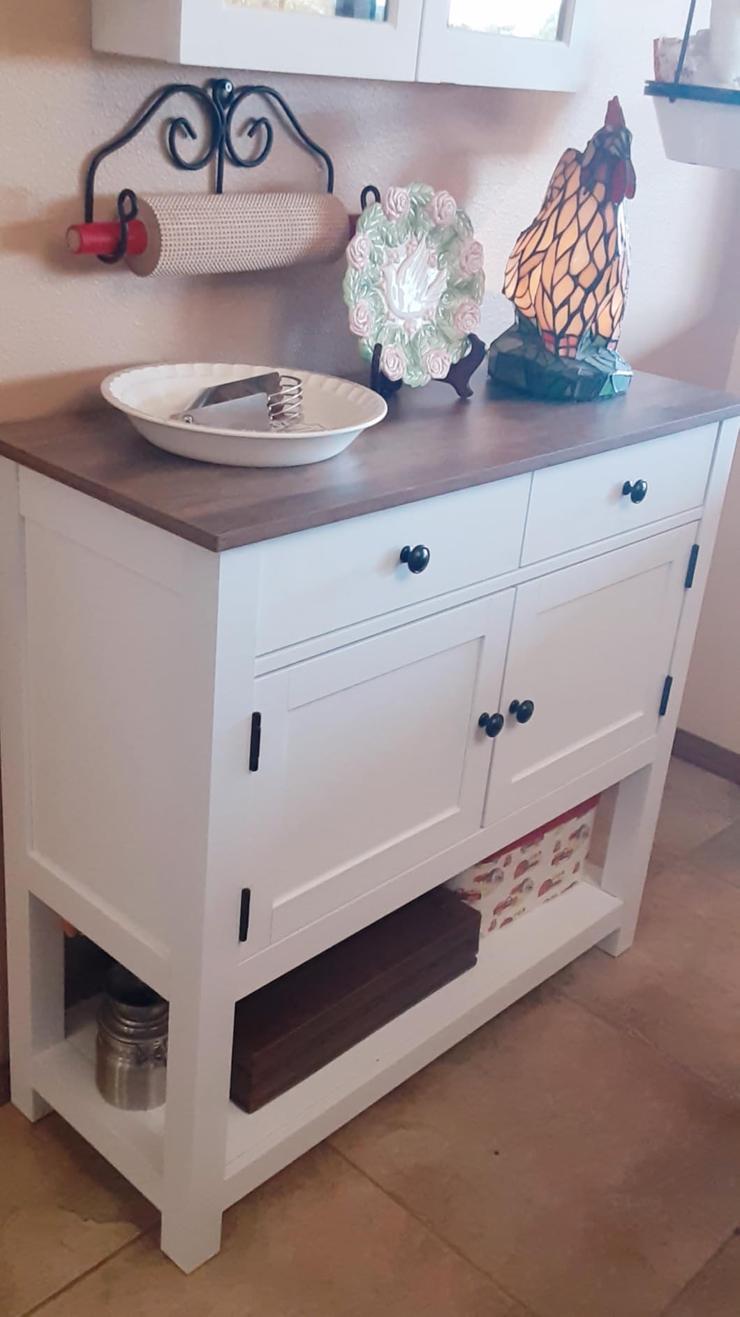 HOSTACK Farmhouse Console Table with Storage, 35.4