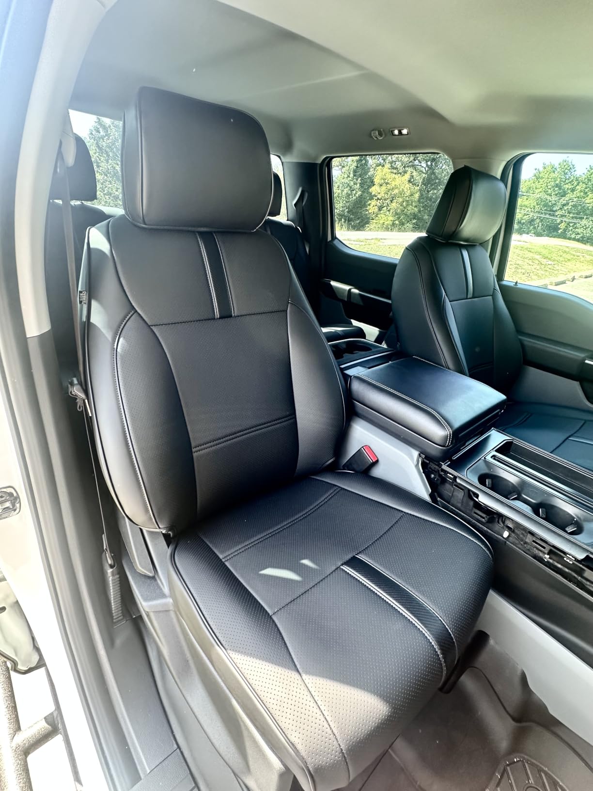 for Ford F150 Seat Covers 2015-2023 2024 2025 2026,Full Set Leather Waterproof Black Trucks Pickup Seat Covers Custom Fit for Ford F150 Accessories,Car Seat Cover for SuperCrew/CrewCab(XL,XLT) customer photo 2