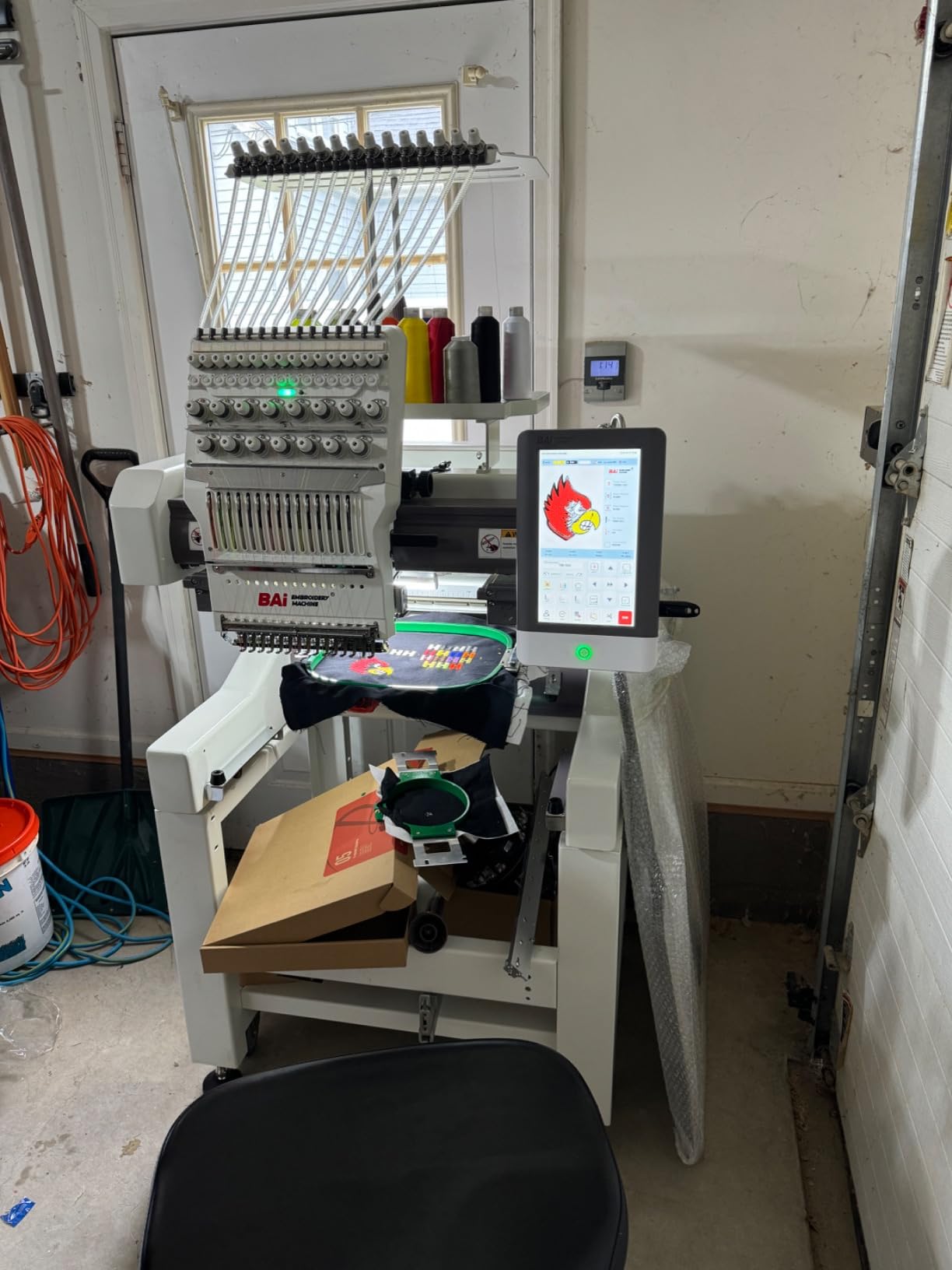 BAI The Vision 15-Needle Commercial Embroidery Machine, 20x16inch Areas, True 1200SPM Stable Production via Institch to Wi-Fi, Calculating Costs and Design Software High-Precision for Business customer photo 1