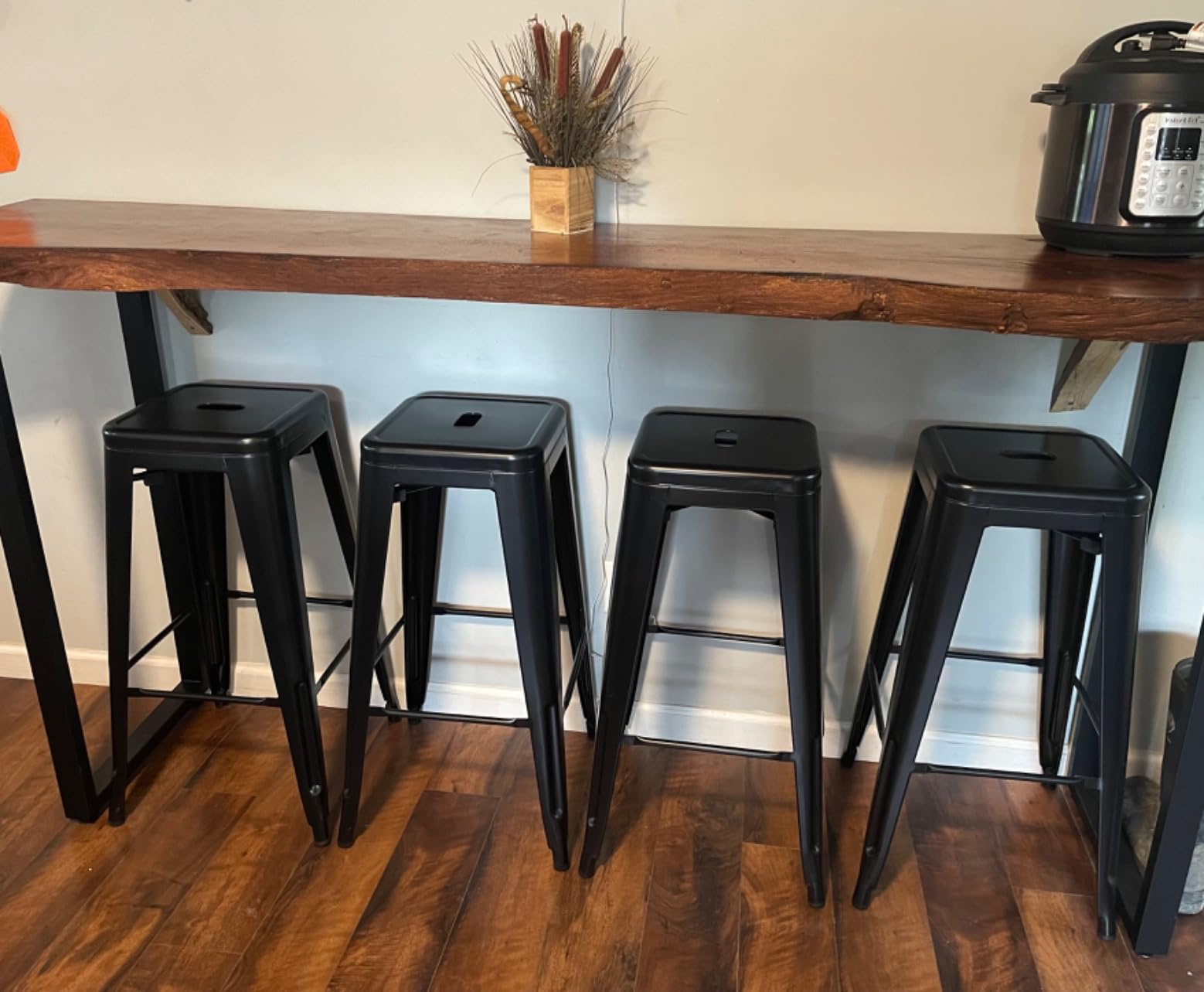 Furmax 30 Inch Metal Bar Stools Set of 4, Counter Height Stools, Industrial Bar Chairs Patio Stool Stackable Stool for Kitchen/Dining Room/Indoor Outdoor(Dark Black, 30'' Backless) customer photo 2