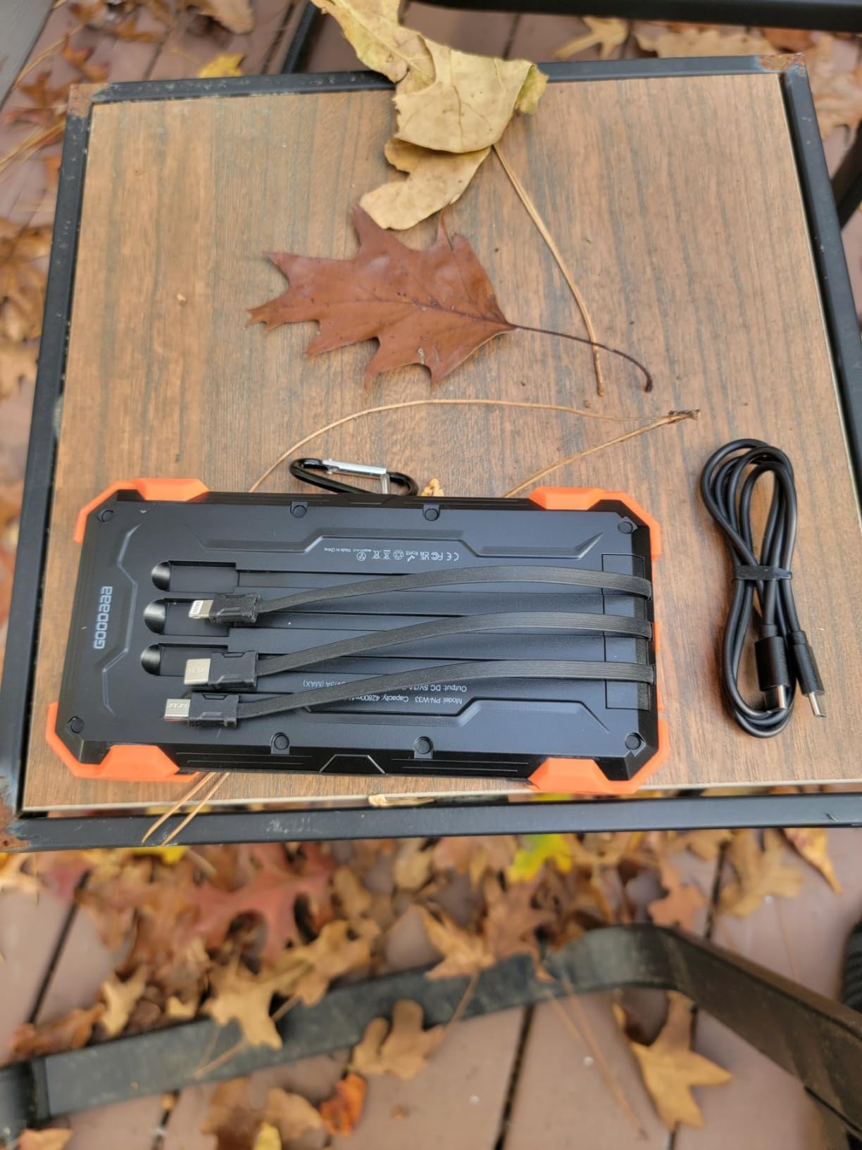 GOODaaa Solar Power Bank 24000mAh, Portable Charger with 4 Built-in Cables customer photo 2