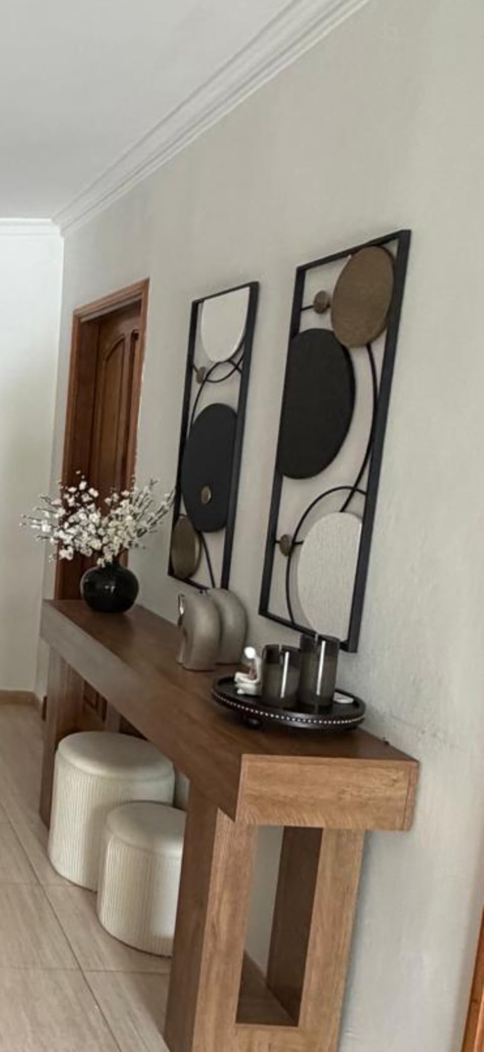 LuxenHome Metal Wall Art, 2 Pieces Abstract Wall Décor Brown, 36