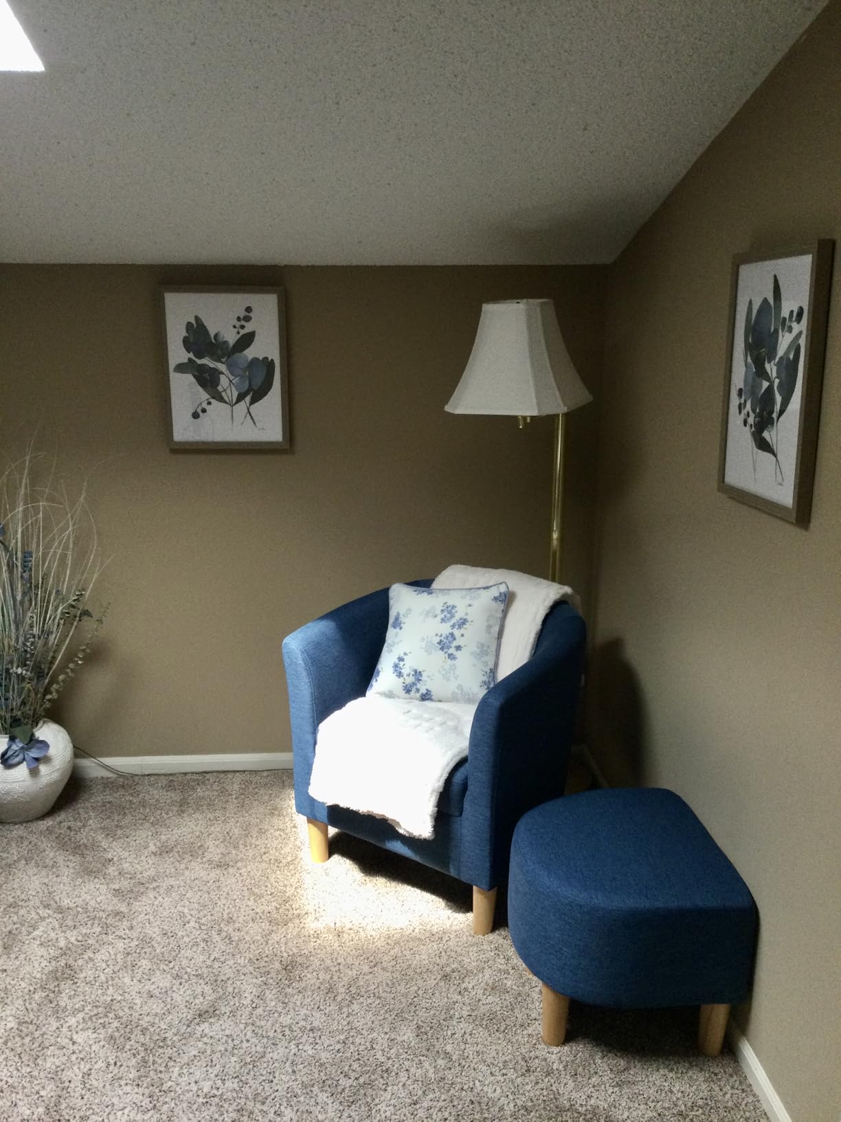 DAZONE Mid Century Modern Accent Chair with Ottoman Barrel Armchair Green customer photo 2