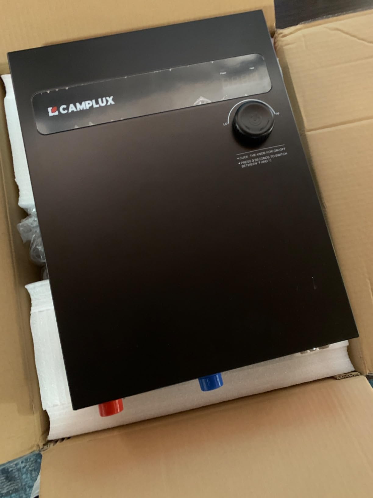CAMPLUX Electric Tankless Water Heater 27kW 240V, Instant Hot Water, Self-modulating Technology, Multipoint of Use Water Heater with Digital Display, for Whole House Shower, White customer photo 1