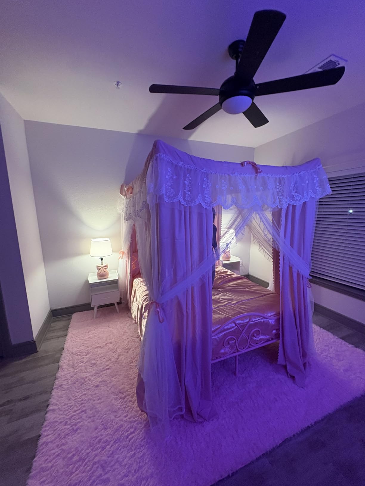 Queen Canopy Bed Frame with 4 Posters, Queen Size Bed for Girls Adults customer photo 1