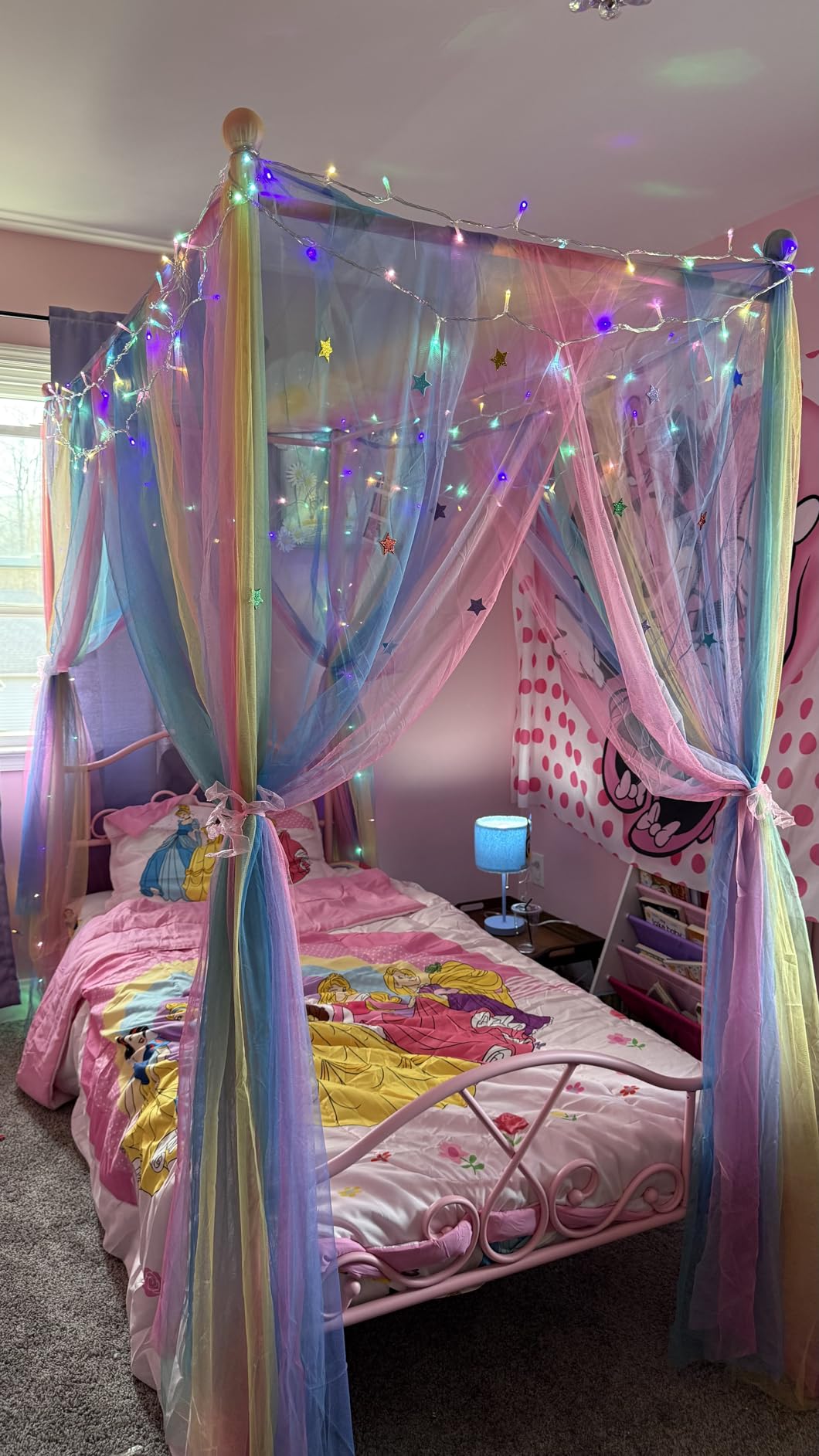 Queen Canopy Bed Frame with 4 Posters, Queen Size Bed for Girls Adults customer photo 2