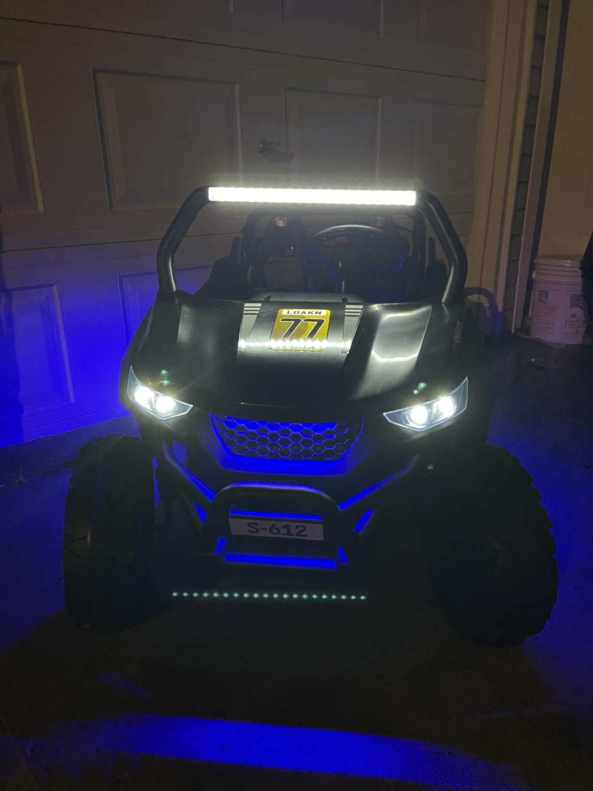 OLAKIDS 2 Seater Ride on Car for Kids, 12V UTV Kids' Electric Vehicles with Remote Control, Spring Suspension, Soft Start, Music Bluetooth FM, Battery Powered for Ages 3-8 (Jet Black) customer photo 1