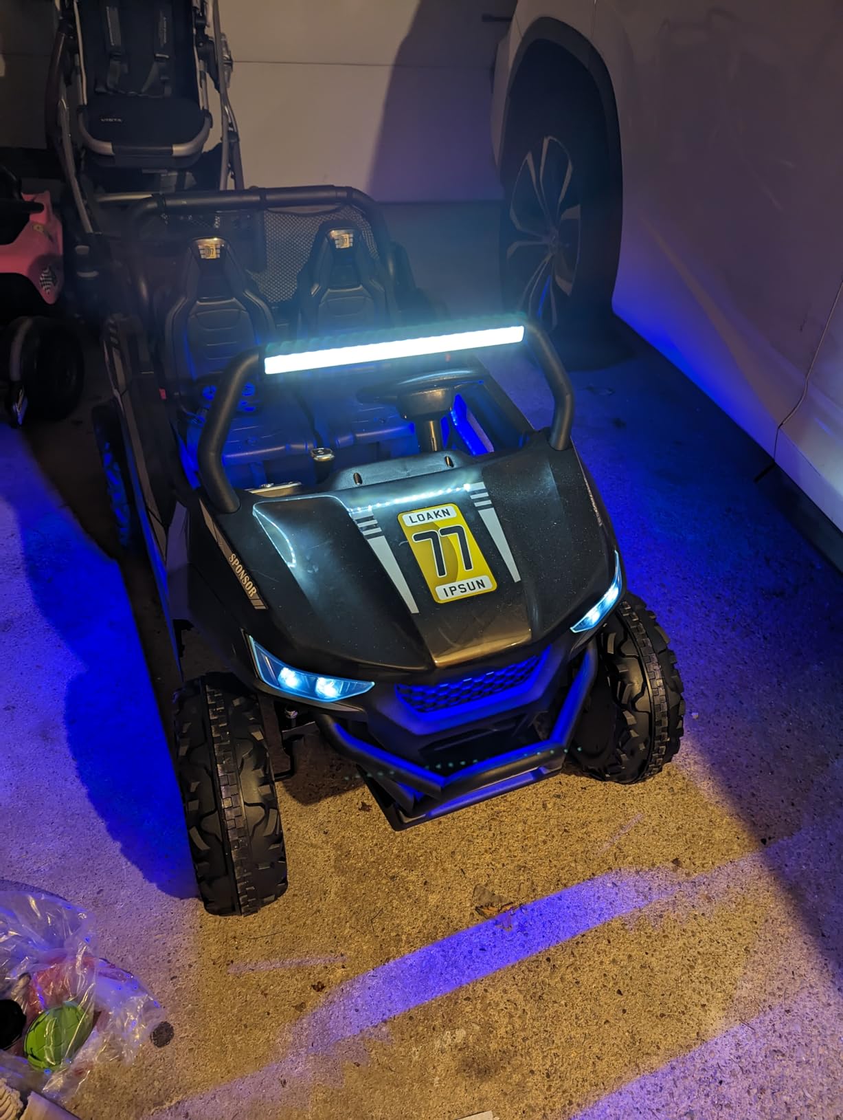 OLAKIDS 2 Seater Ride on Car for Kids, 12V UTV Kids' Electric Vehicles with Remote Control, Spring Suspension, Soft Start, Music Bluetooth FM, Battery Powered for Ages 3-8 (Jet Black) customer photo 2