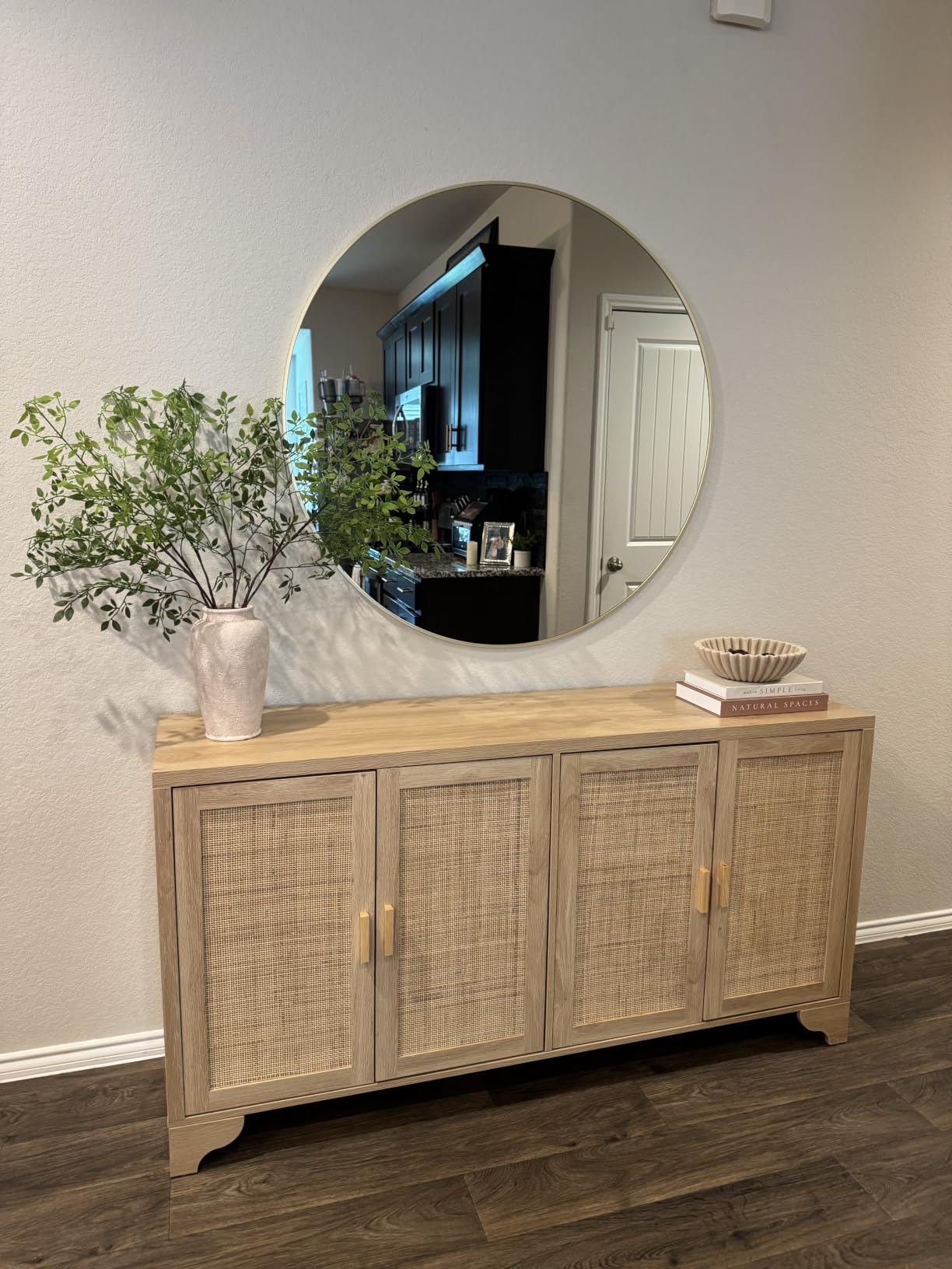 30 Inch Round Bathroom Mirror - Wall Mounted Circle Mirror with Metal Frame, Modern Mirror Suitable for Bathroom, Vanity, Entryway, Living Room, Wall Decor,Black customer photo 1