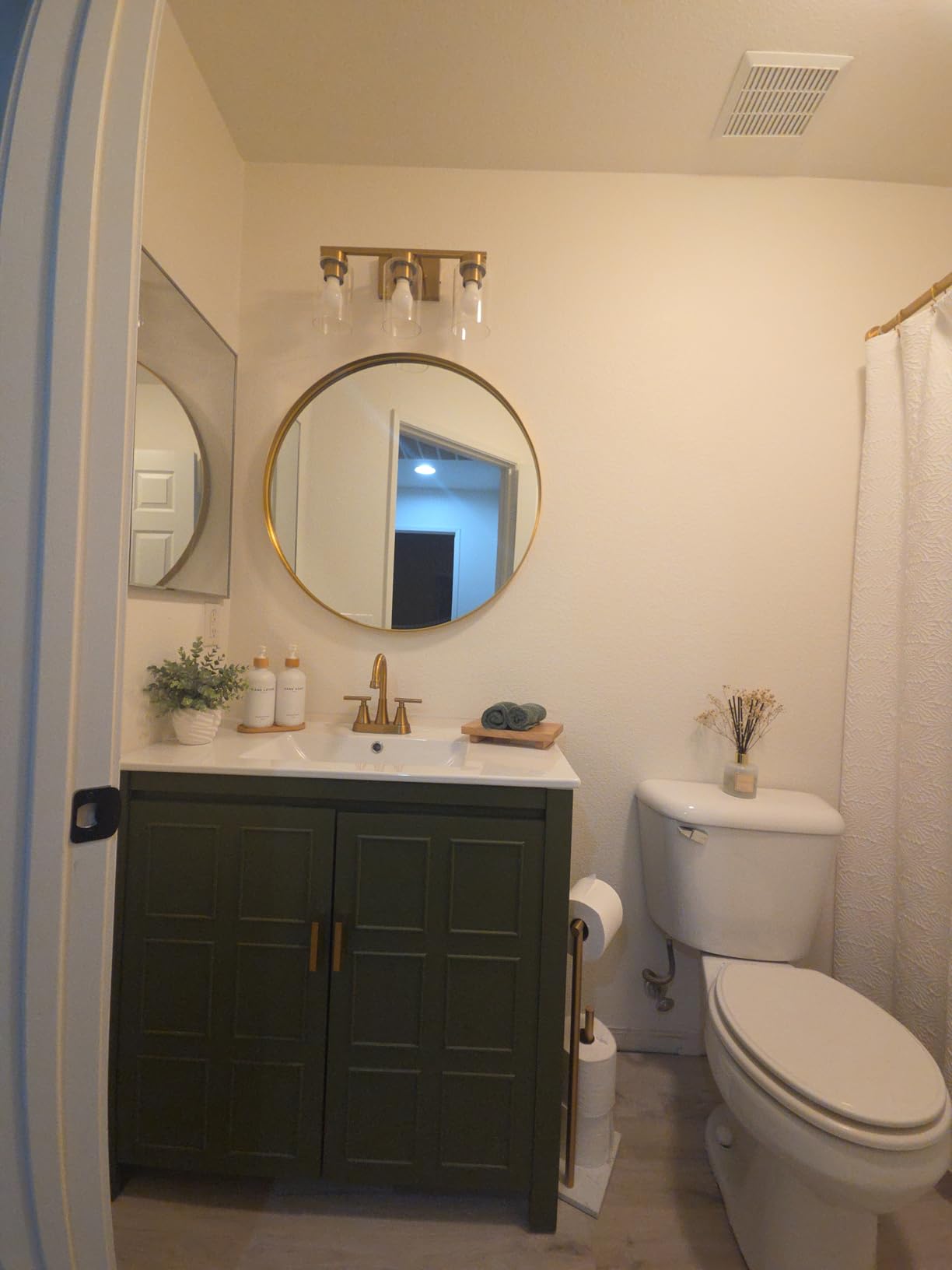 30 Inch Round Bathroom Mirror - Wall Mounted Circle Mirror with Metal Frame, Modern Mirror Suitable for Bathroom, Vanity, Entryway, Living Room, Wall Decor,Black customer photo 2