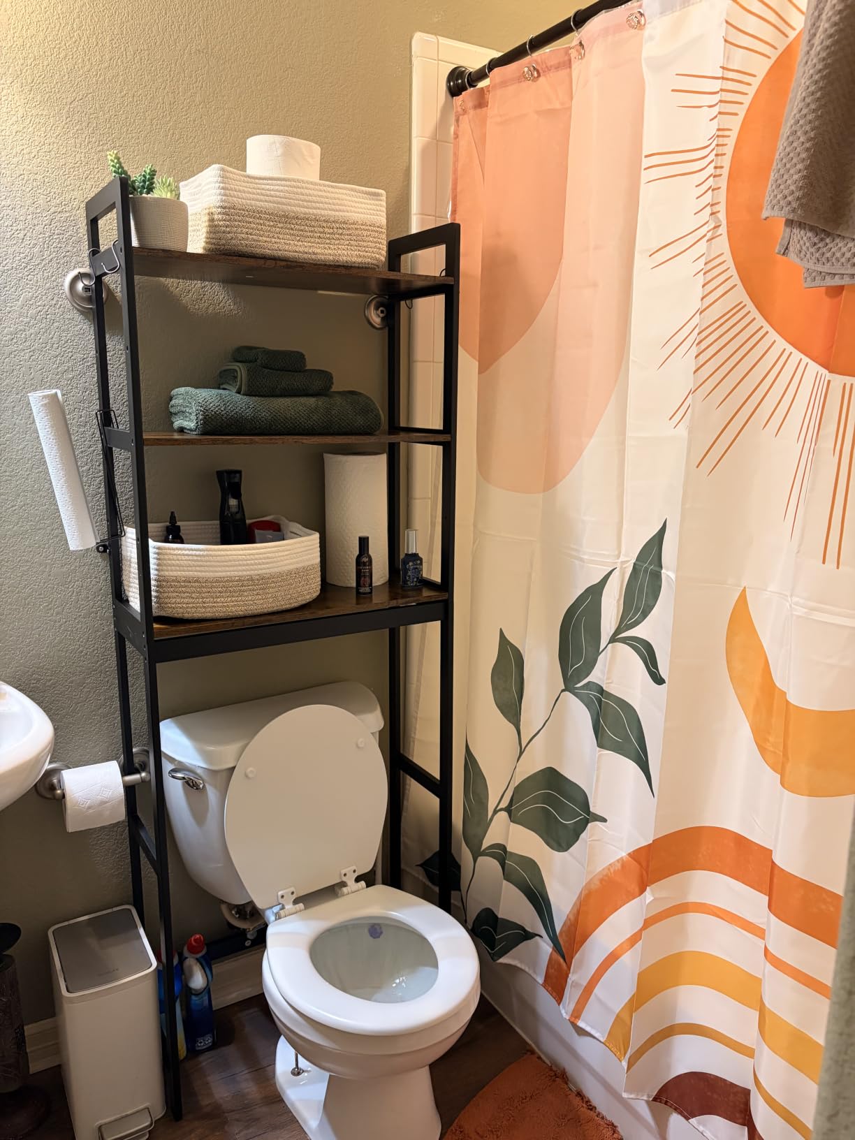 SONGMICS 3-Tier Bamboo Over The Toilet Storage, Adjustable Shelf, 66.9''H customer photo 1