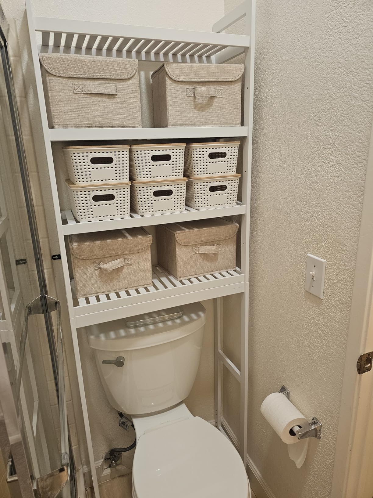 SONGMICS 3-Tier Bamboo Over The Toilet Storage, Adjustable Shelf, 66.9''H customer photo 2