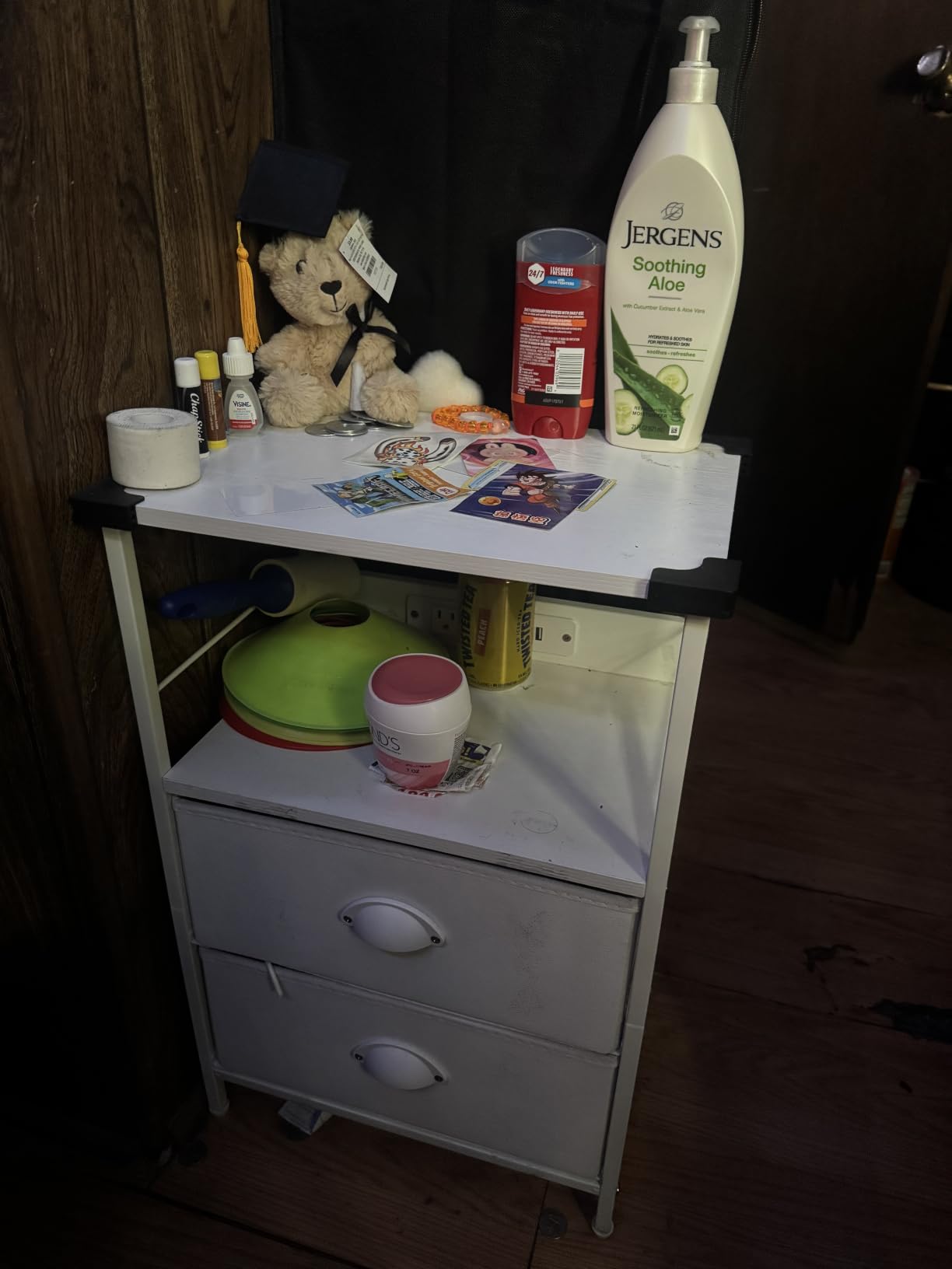 Furologee Night Stand with Charging Station, 2 Fabric Drawers, White customer photo 2