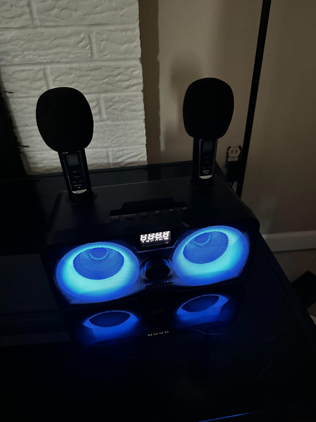 Karaoke Machine for Adults and Kids with 2 UHF Wireless Microphones,Portable Bluetooth Speaker PA Speaker System with LED Party Lights for Home Party, Picnic,Car,Outdoor/Indoor/Birthday Gifts customer photo 1