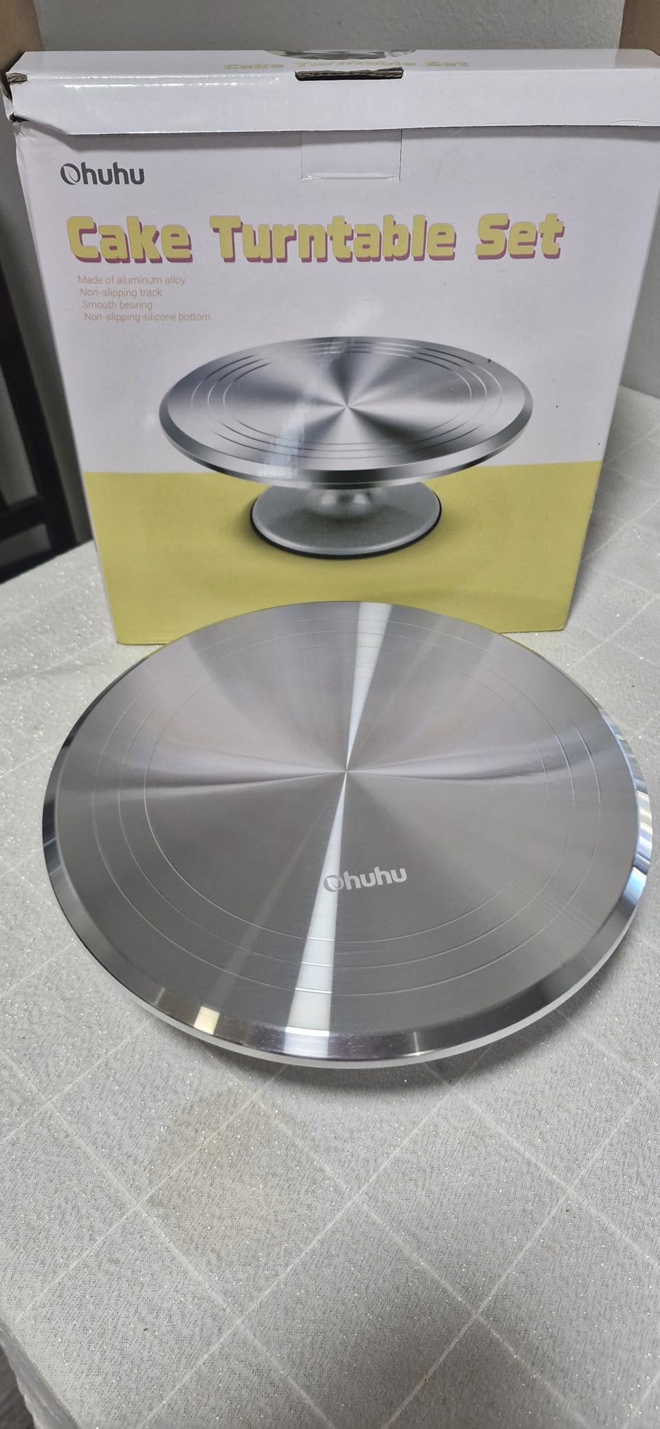 Ohuhu Cake Stand, Aluminium 12''Cake Turntable Decorating Bakery Supplies - BPA-Free Frosting Spinner Rotating Revolving Lazy Susan Perfect Gifts customer photo 1