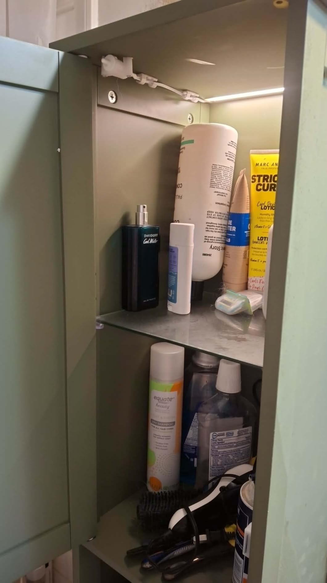 VASAGLE Tall Storage Cabinet with Lights, Slim, 11.8