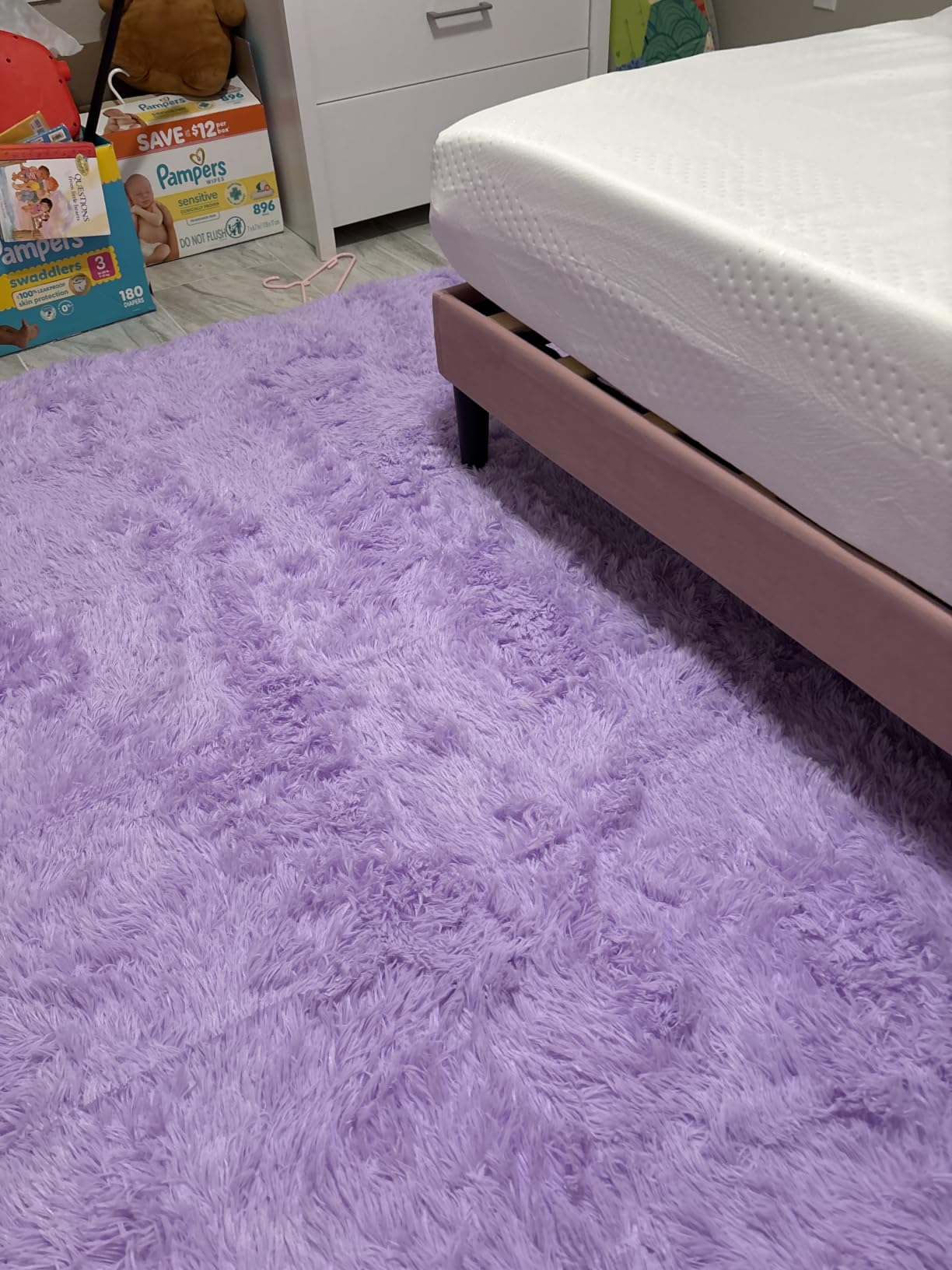 Fluffy Grey Rug for Bedroom 4x6, Modern Area Rugs for Kids Room Living Room customer photo 1