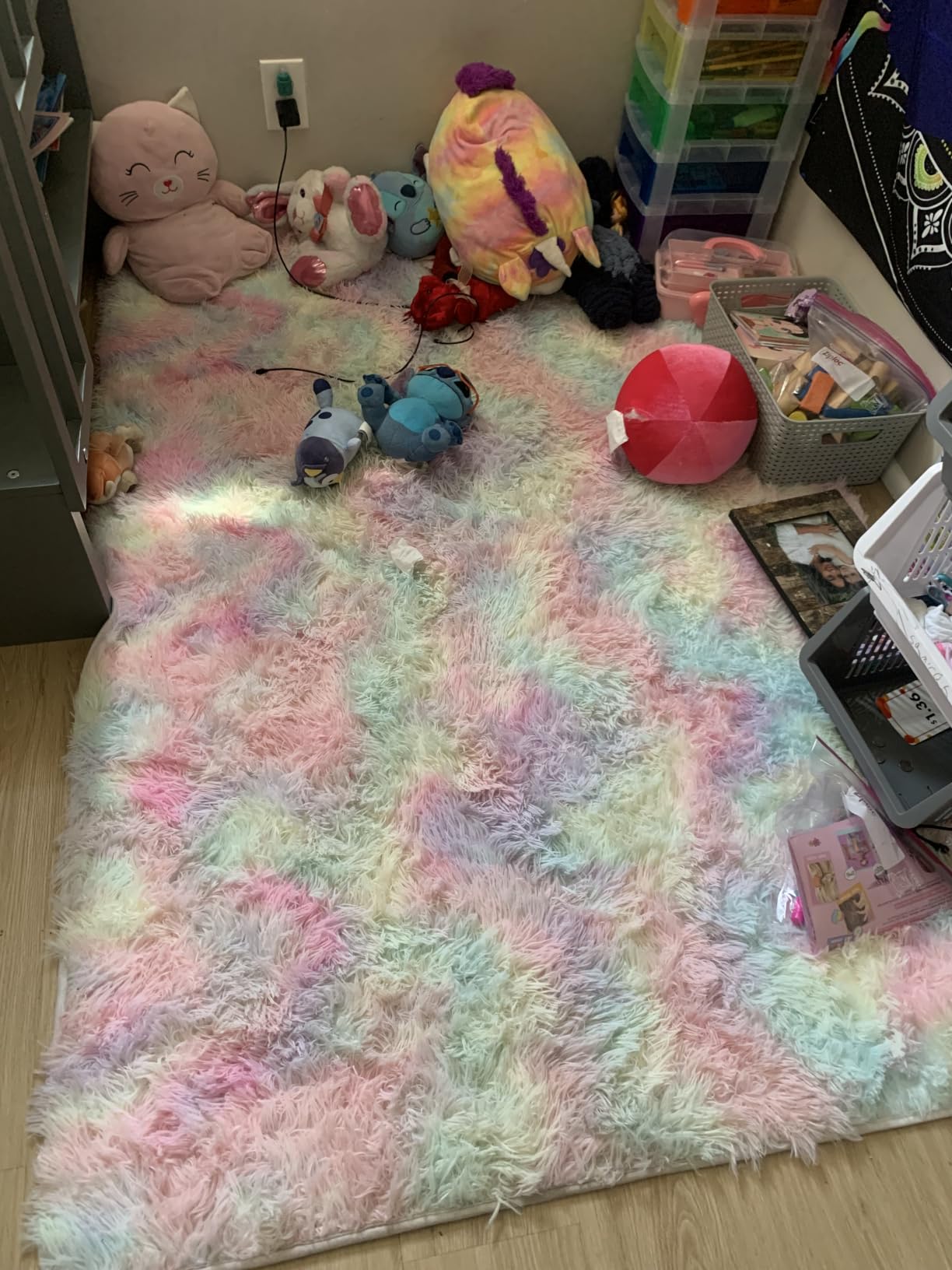 Fluffy Grey Rug for Bedroom 4x6, Modern Area Rugs for Kids Room Living Room customer photo 2