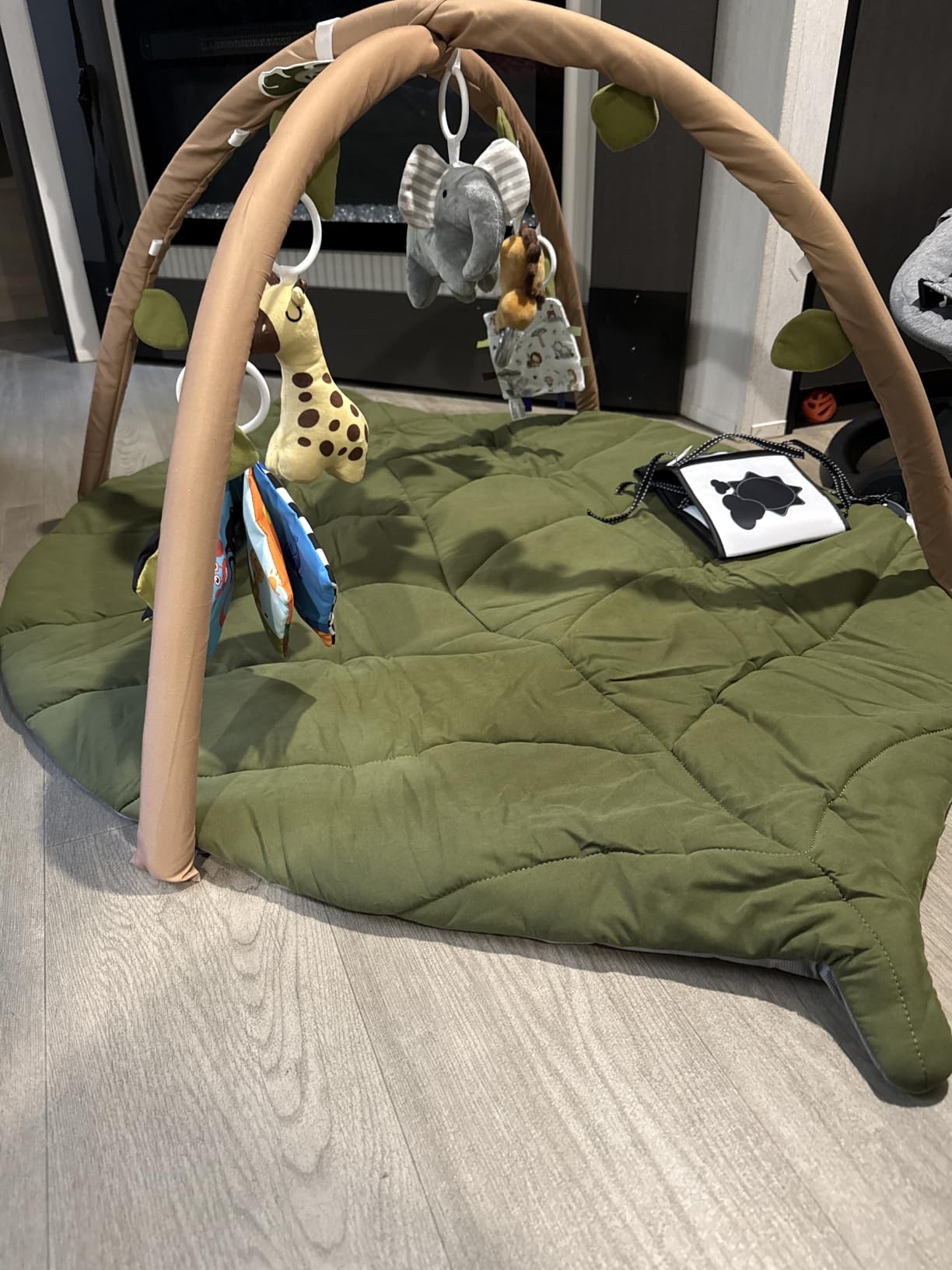 Blissful Diary Baby Play Gym & Activity Mat, Oversize Leaf Shaped Baby Play Mat w/ 6 Detachable Toys, Tummy Time Mat Promote Motor Skills & Sensory Development Mat, Newborn Infant Baby Essentials Gift customer photo 2