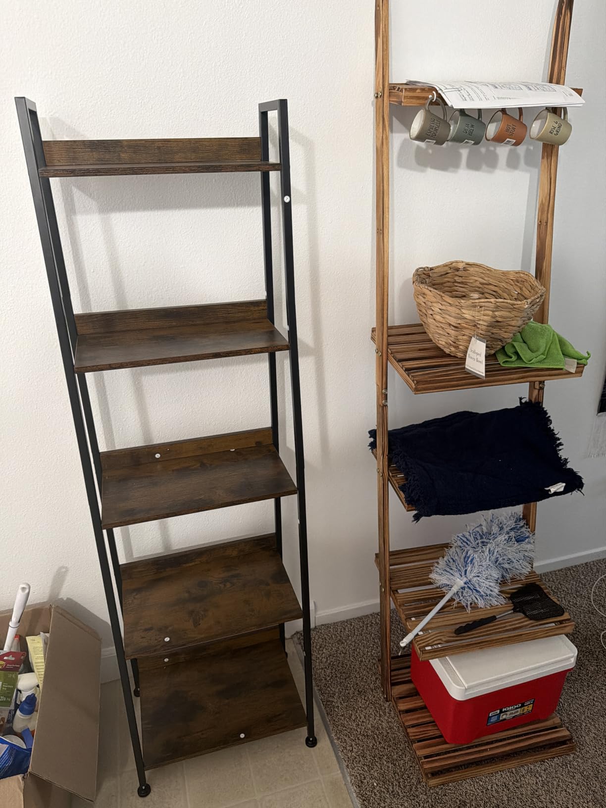 Furologee Ladder Shelf, 5 Tier Bookshelf with Fabric Drawer, Rustic Brown customer photo 2